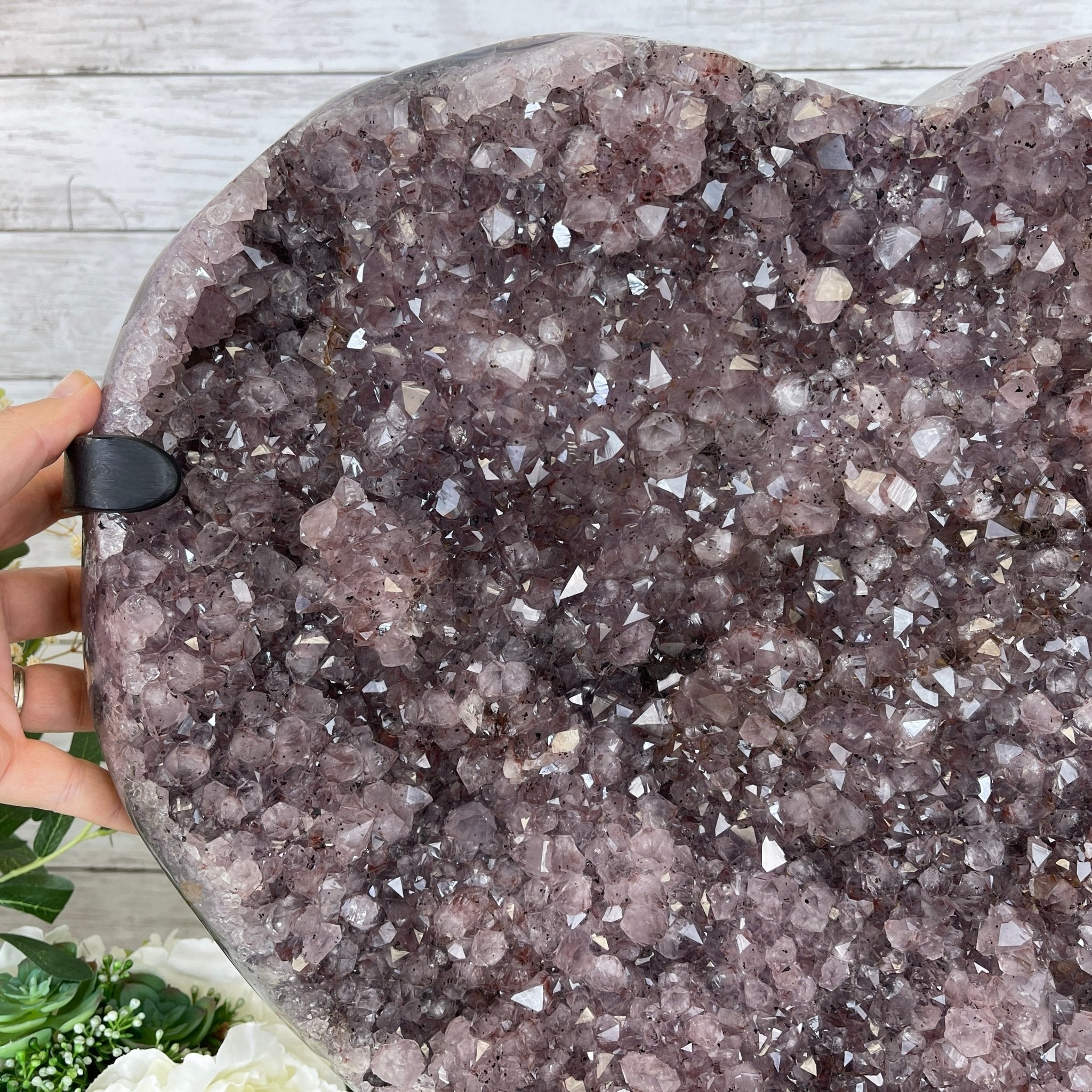 Extra Quality Amethyst Heart Geode, metal stand, 63.3 lbs & 19.5" Tall #5463-0195 by Brazil Gems - Brazil GemsBrazil GemsExtra Quality Amethyst Heart Geode, metal stand, 63.3 lbs & 19.5" Tall #5463-0195 by Brazil GemsHearts5463-0195