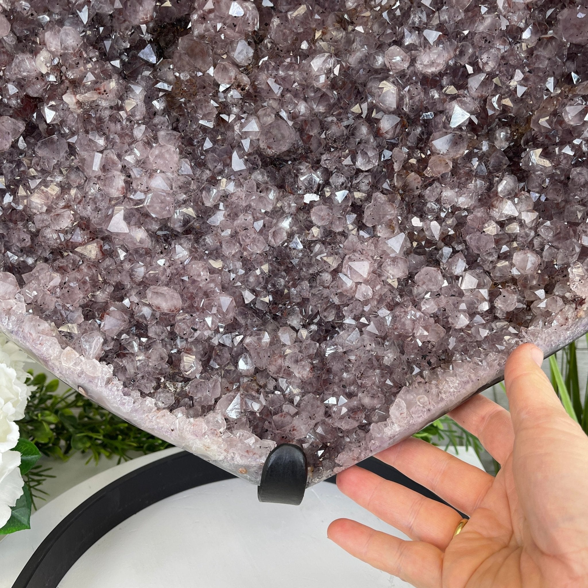 Extra Quality Amethyst Heart Geode, metal stand, 63.3 lbs & 19.5" Tall #5463-0195 by Brazil Gems - Brazil GemsBrazil GemsExtra Quality Amethyst Heart Geode, metal stand, 63.3 lbs & 19.5" Tall #5463-0195 by Brazil GemsHearts5463-0195