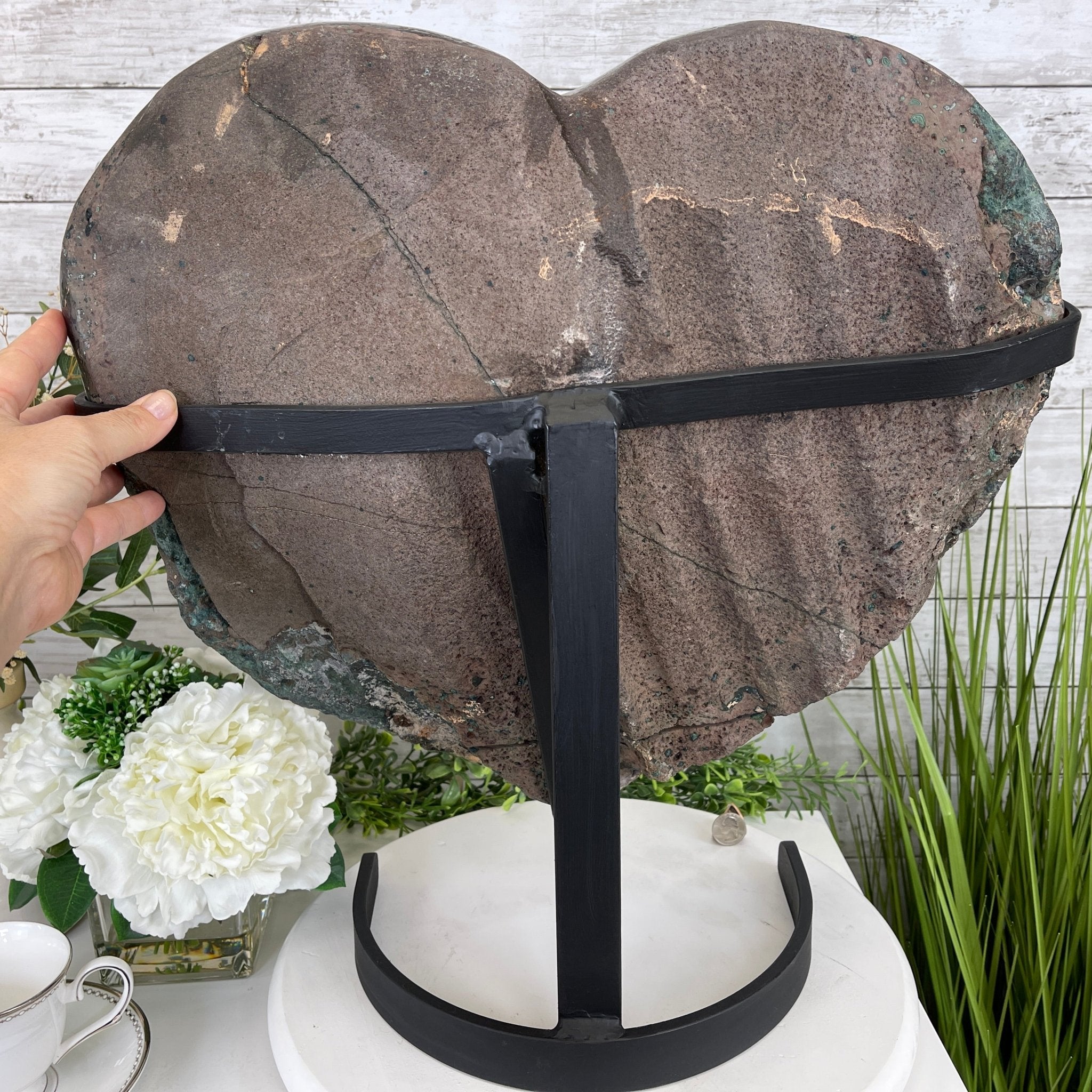 Extra Quality Amethyst Heart Geode, metal stand, 63.3 lbs & 19.5" Tall #5463-0195 by Brazil Gems - Brazil GemsBrazil GemsExtra Quality Amethyst Heart Geode, metal stand, 63.3 lbs & 19.5" Tall #5463-0195 by Brazil GemsHearts5463-0195