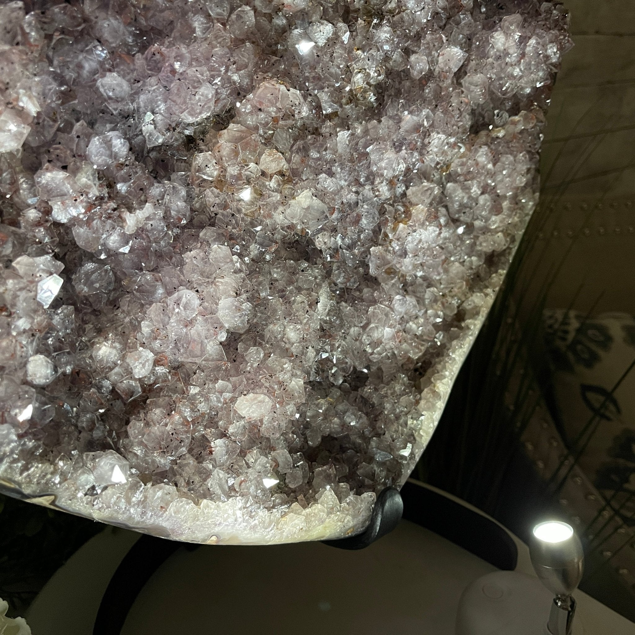 Extra Quality Amethyst Heart Geode, metal stand, 63.3 lbs & 19.5" Tall #5463-0195 by Brazil Gems - Brazil GemsBrazil GemsExtra Quality Amethyst Heart Geode, metal stand, 63.3 lbs & 19.5" Tall #5463-0195 by Brazil GemsHearts5463-0195