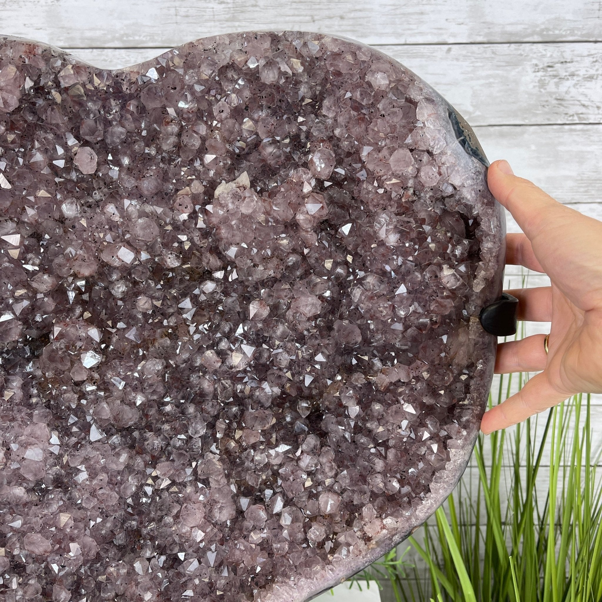 Extra Quality Amethyst Heart Geode, metal stand, 63.3 lbs & 19.5" Tall #5463-0195 by Brazil Gems - Brazil GemsBrazil GemsExtra Quality Amethyst Heart Geode, metal stand, 63.3 lbs & 19.5" Tall #5463-0195 by Brazil GemsHearts5463-0195