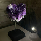 Extra Quality Amethyst Heart Geode, metal & wood stand, 10.5" Tall & 4.5 lbs #5463-0178 by Brazil Gems - Brazil GemsBrazil GemsExtra Quality Amethyst Heart Geode, metal & wood stand, 10.5" Tall & 4.5 lbs #5463-0178 by Brazil GemsHearts5463-0178