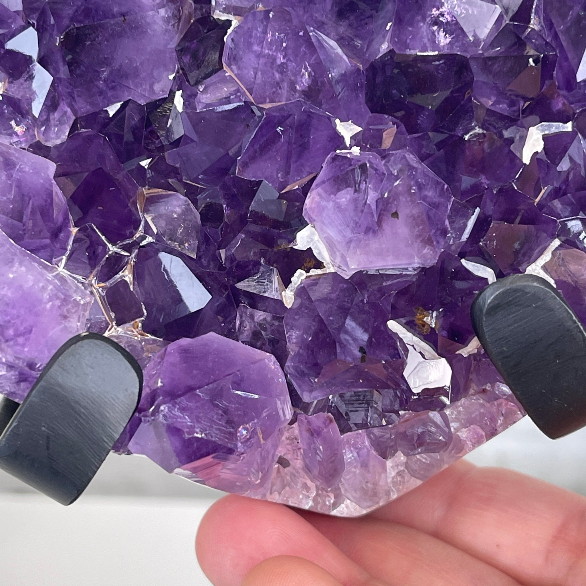 Extra Quality Amethyst Heart Geode, metal & wood stand, 10.5" Tall & 4.5 lbs #5463-0178 by Brazil Gems - Brazil GemsBrazil GemsExtra Quality Amethyst Heart Geode, metal & wood stand, 10.5" Tall & 4.5 lbs #5463-0178 by Brazil GemsHearts5463-0178