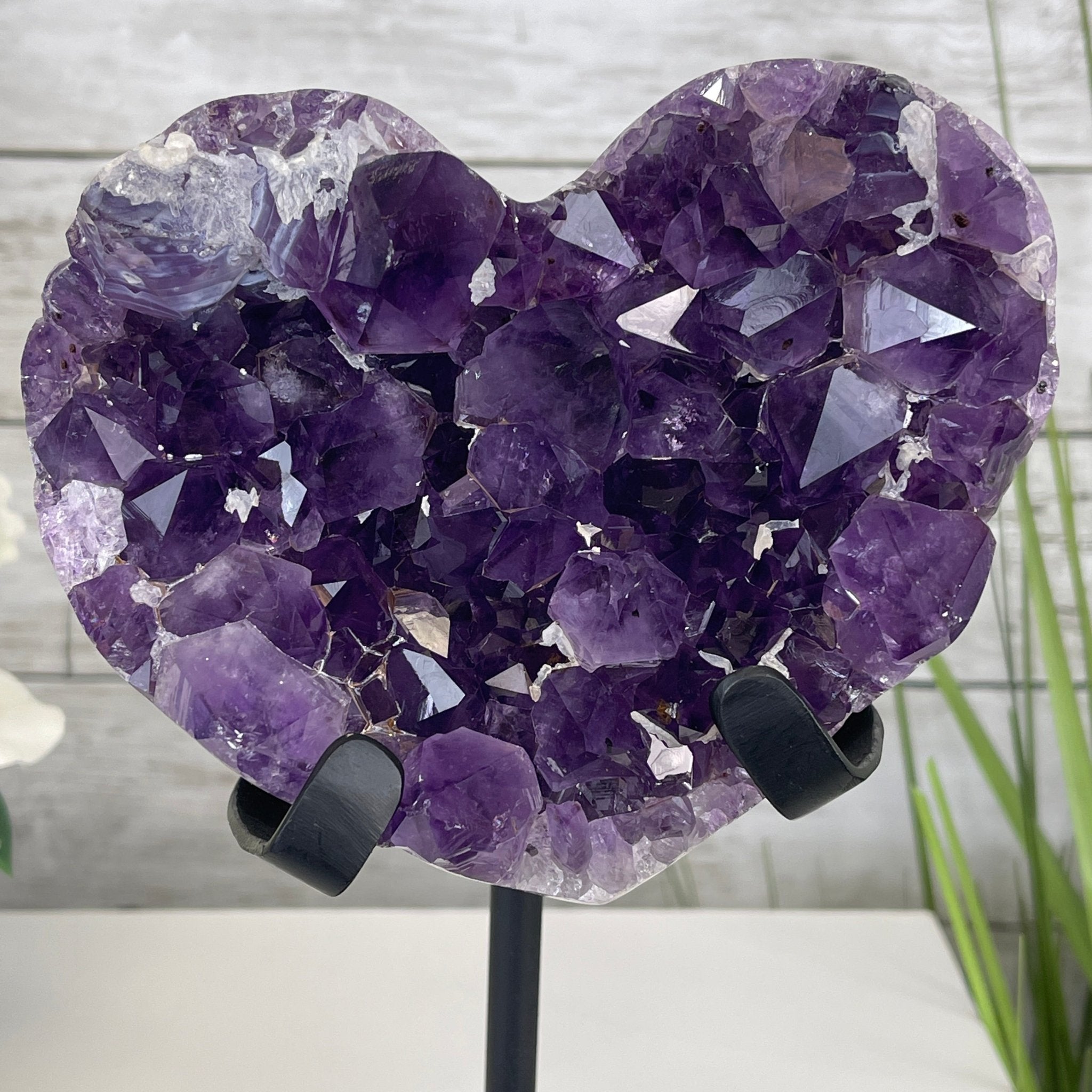 Extra Quality Amethyst Heart Geode, metal & wood stand, 10.5" Tall & 4.5 lbs #5463-0178 by Brazil Gems - Brazil GemsBrazil GemsExtra Quality Amethyst Heart Geode, metal & wood stand, 10.5" Tall & 4.5 lbs #5463-0178 by Brazil GemsHearts5463-0178