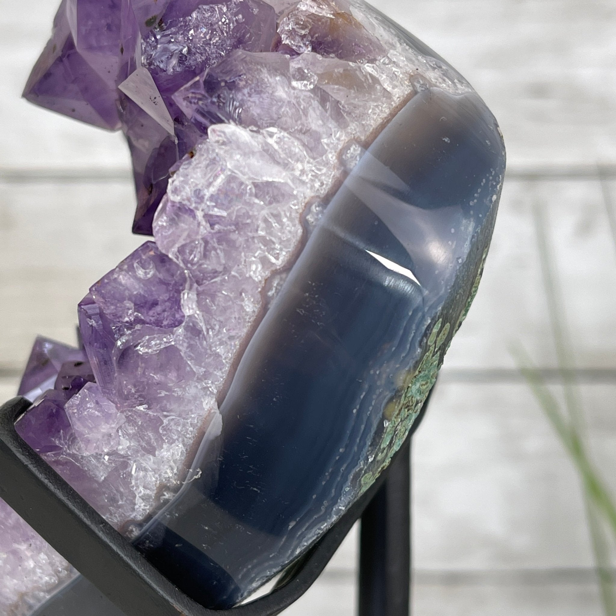 Extra Quality Amethyst Heart Geode, metal & wood stand, 11" Tall & 3.9 lbs #5463-0174 by Brazil Gems - Brazil GemsBrazil GemsExtra Quality Amethyst Heart Geode, metal & wood stand, 11" Tall & 3.9 lbs #5463-0174 by Brazil GemsHearts5463-0174