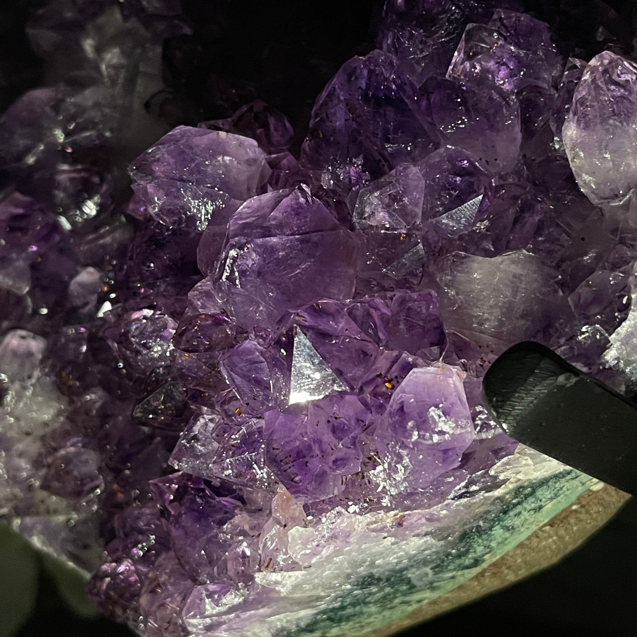 Extra Quality Amethyst Heart Geode, metal & wood stand, 11.75" Tall & 7.3 lbs #5463-0183 by Brazil Gems - Brazil GemsBrazil GemsExtra Quality Amethyst Heart Geode, metal & wood stand, 11.75" Tall & 7.3 lbs #5463-0183 by Brazil GemsHearts5463-0183