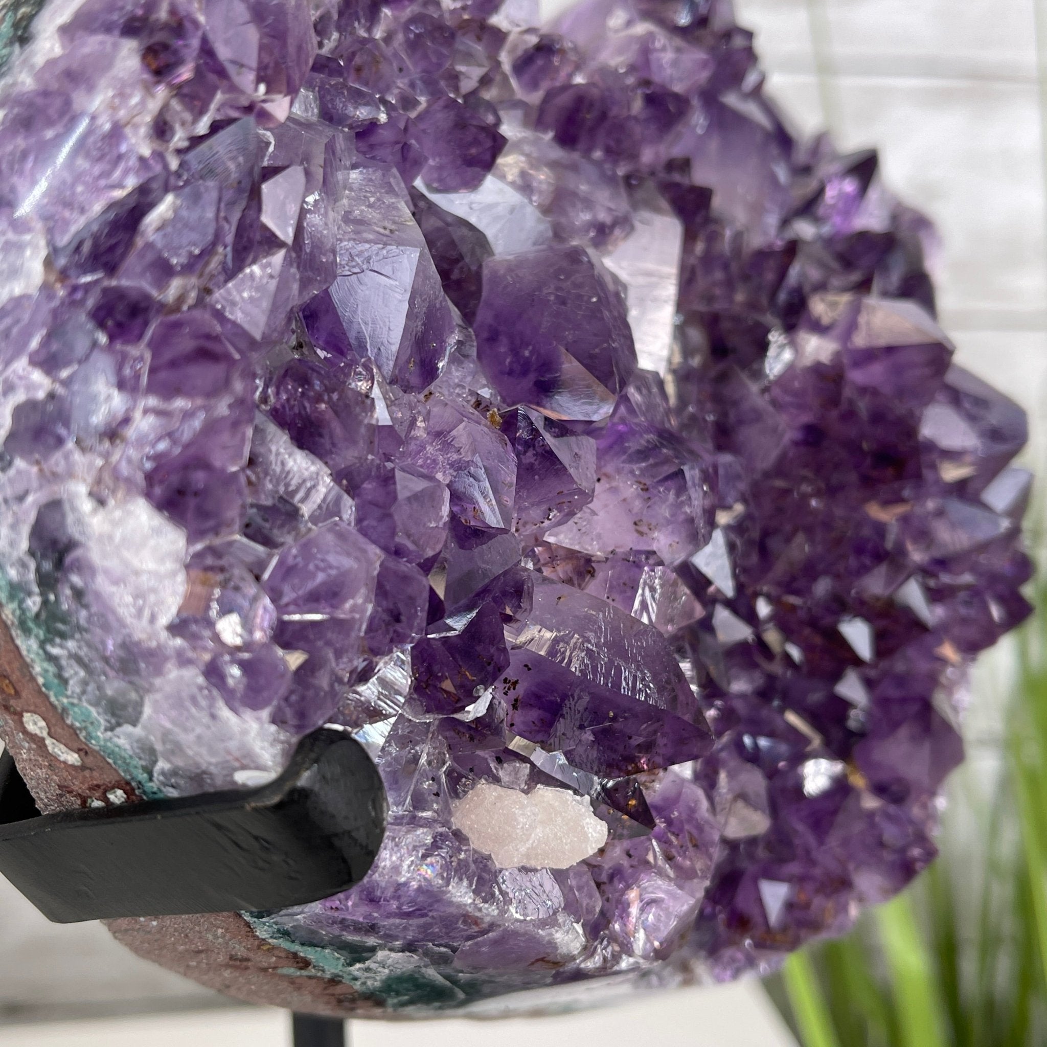 Extra Quality Amethyst Heart Geode, metal & wood stand, 11.75" Tall & 7.3 lbs #5463-0183 by Brazil Gems - Brazil GemsBrazil GemsExtra Quality Amethyst Heart Geode, metal & wood stand, 11.75" Tall & 7.3 lbs #5463-0183 by Brazil GemsHearts5463-0183