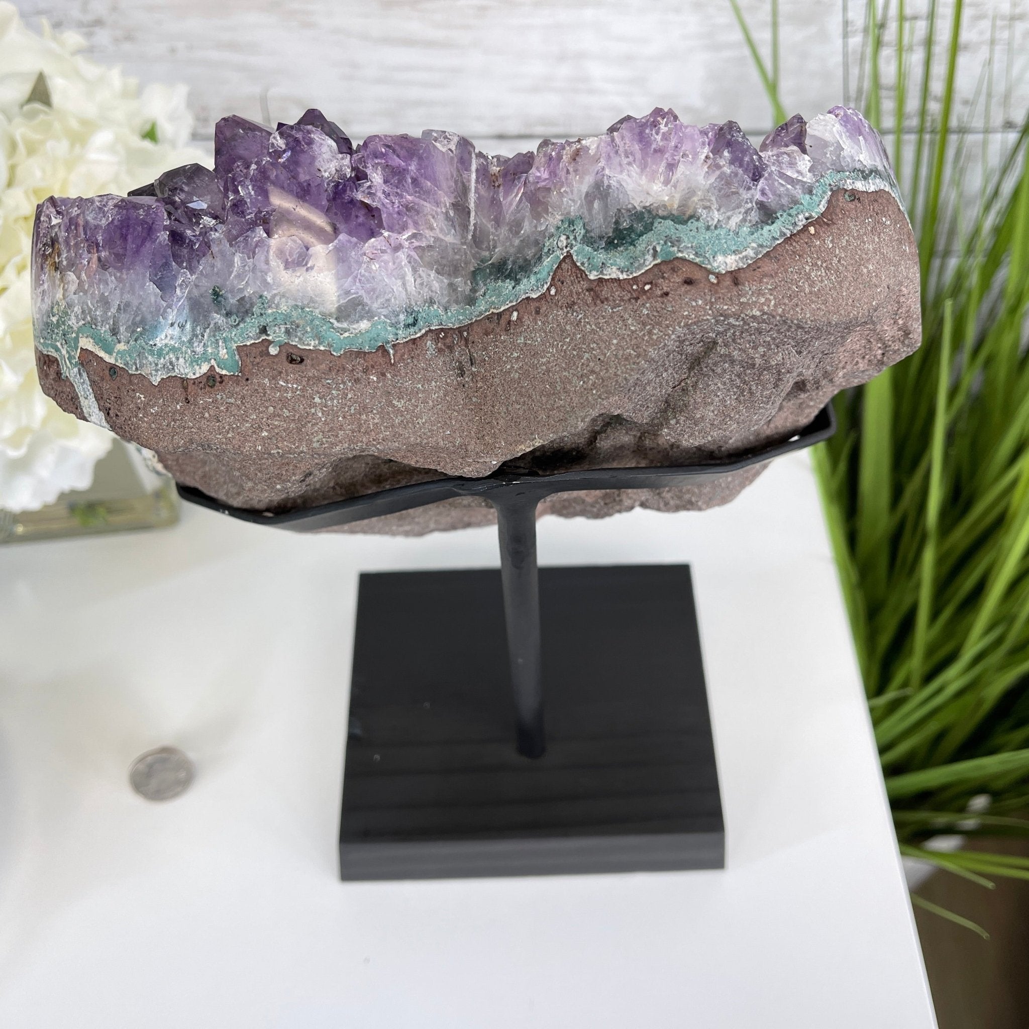Extra Quality Amethyst Heart Geode, metal & wood stand, 11.75" Tall & 7.3 lbs #5463-0183 by Brazil Gems - Brazil GemsBrazil GemsExtra Quality Amethyst Heart Geode, metal & wood stand, 11.75" Tall & 7.3 lbs #5463-0183 by Brazil GemsHearts5463-0183