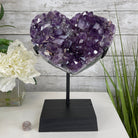 Extra Quality Amethyst Heart Geode, metal & wood stand, 11.75" Tall & 7.3 lbs #5463-0183 by Brazil Gems - Brazil GemsBrazil GemsExtra Quality Amethyst Heart Geode, metal & wood stand, 11.75" Tall & 7.3 lbs #5463-0183 by Brazil GemsHearts5463-0183
