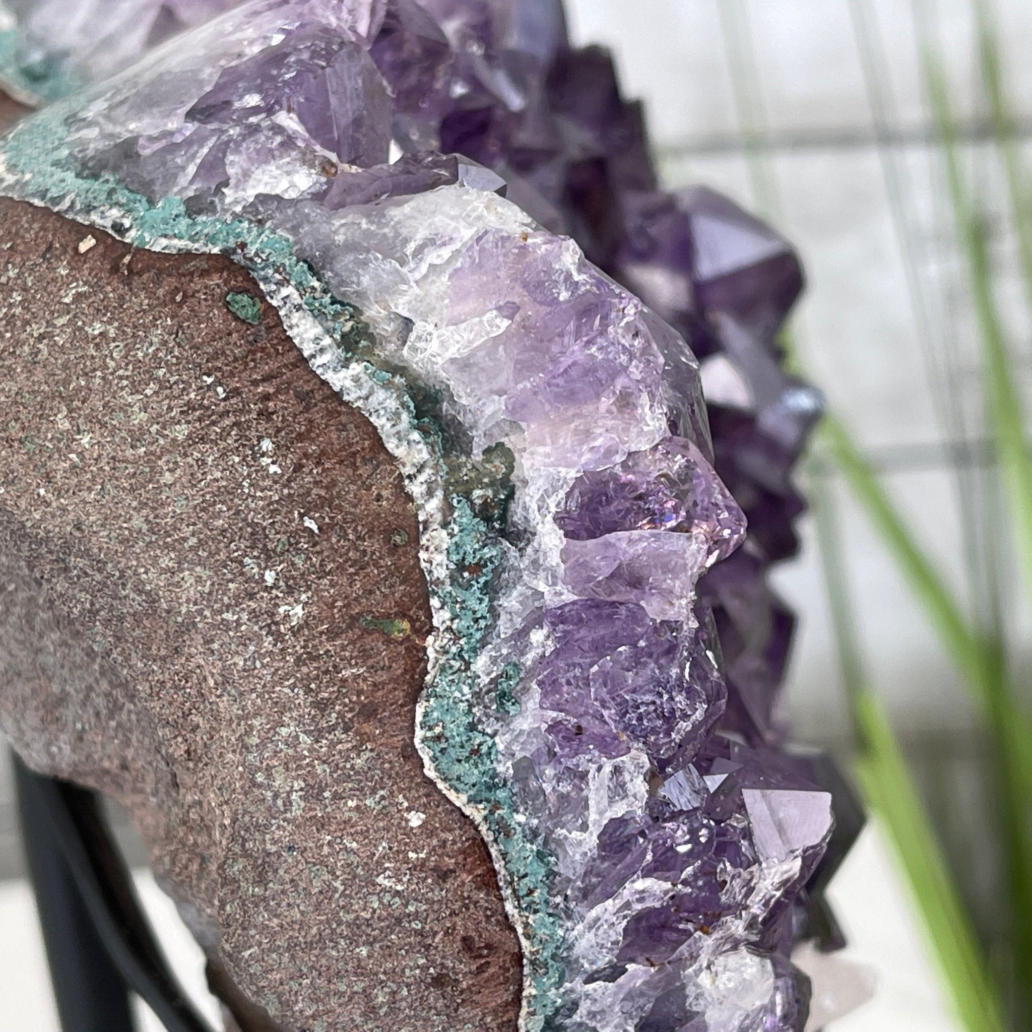 Extra Quality Amethyst Heart Geode, metal & wood stand, 11.75" Tall & 7.3 lbs #5463-0183 by Brazil Gems - Brazil GemsBrazil GemsExtra Quality Amethyst Heart Geode, metal & wood stand, 11.75" Tall & 7.3 lbs #5463-0183 by Brazil GemsHearts5463-0183