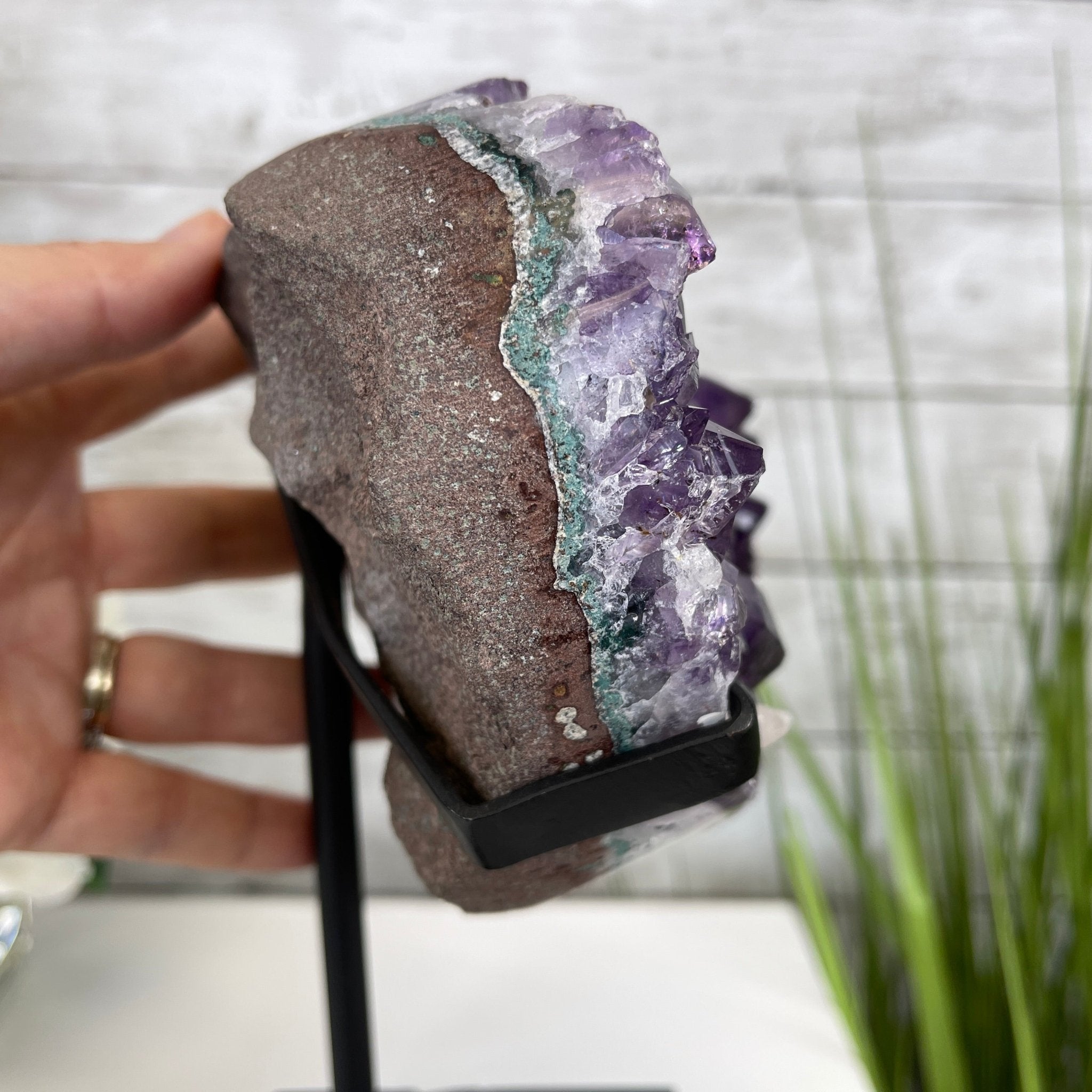 Extra Quality Amethyst Heart Geode, metal & wood stand, 11.75" Tall & 7.3 lbs #5463-0183 by Brazil Gems - Brazil GemsBrazil GemsExtra Quality Amethyst Heart Geode, metal & wood stand, 11.75" Tall & 7.3 lbs #5463-0183 by Brazil GemsHearts5463-0183