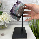 Extra Quality Amethyst Heart Geode, metal & wood stand, 11.75" Tall & 7.3 lbs #5463-0183 by Brazil Gems - Brazil GemsBrazil GemsExtra Quality Amethyst Heart Geode, metal & wood stand, 11.75" Tall & 7.3 lbs #5463-0183 by Brazil GemsHearts5463-0183