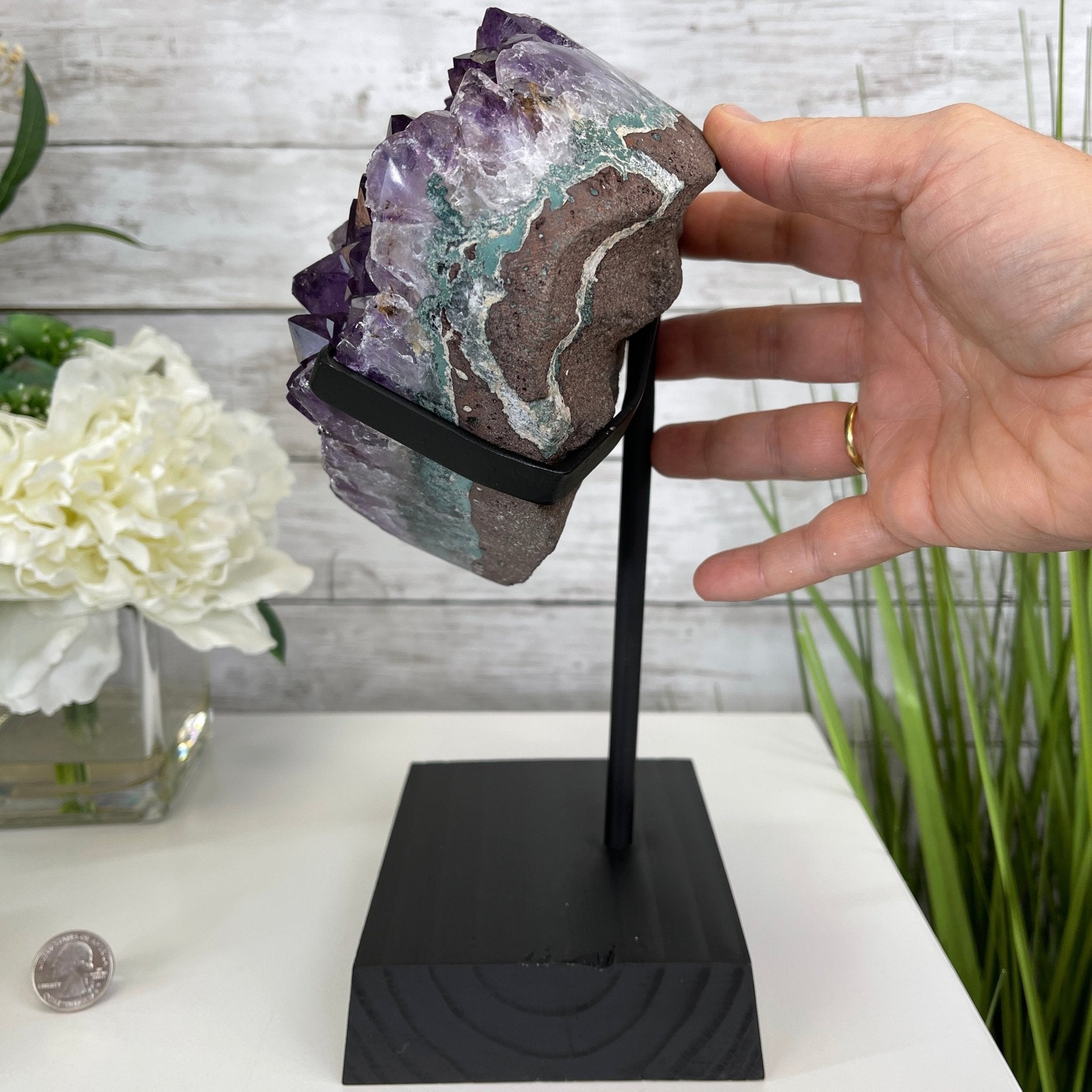 Extra Quality Amethyst Heart Geode, metal & wood stand, 11.75" Tall & 7.3 lbs #5463-0183 by Brazil Gems - Brazil GemsBrazil GemsExtra Quality Amethyst Heart Geode, metal & wood stand, 11.75" Tall & 7.3 lbs #5463-0183 by Brazil GemsHearts5463-0183
