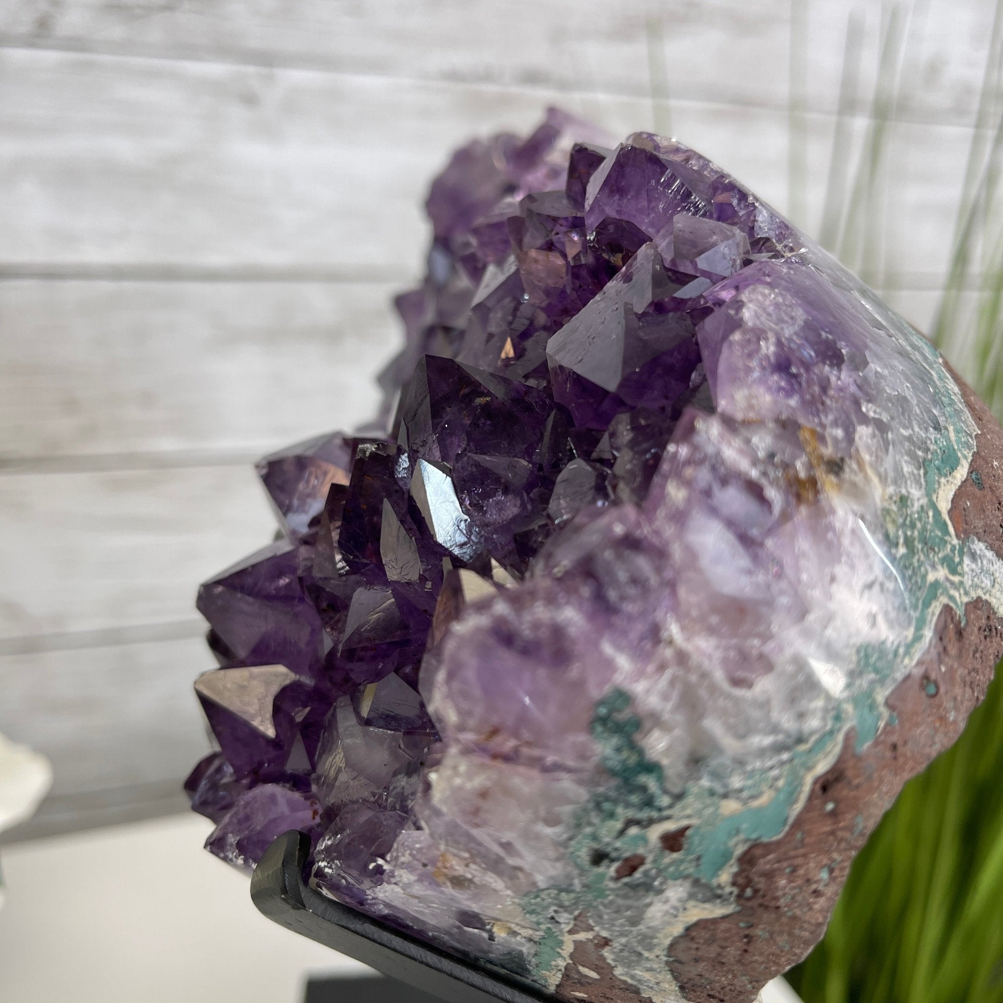 Extra Quality Amethyst Heart Geode, metal & wood stand, 11.75" Tall & 7.3 lbs #5463-0183 by Brazil Gems - Brazil GemsBrazil GemsExtra Quality Amethyst Heart Geode, metal & wood stand, 11.75" Tall & 7.3 lbs #5463-0183 by Brazil GemsHearts5463-0183