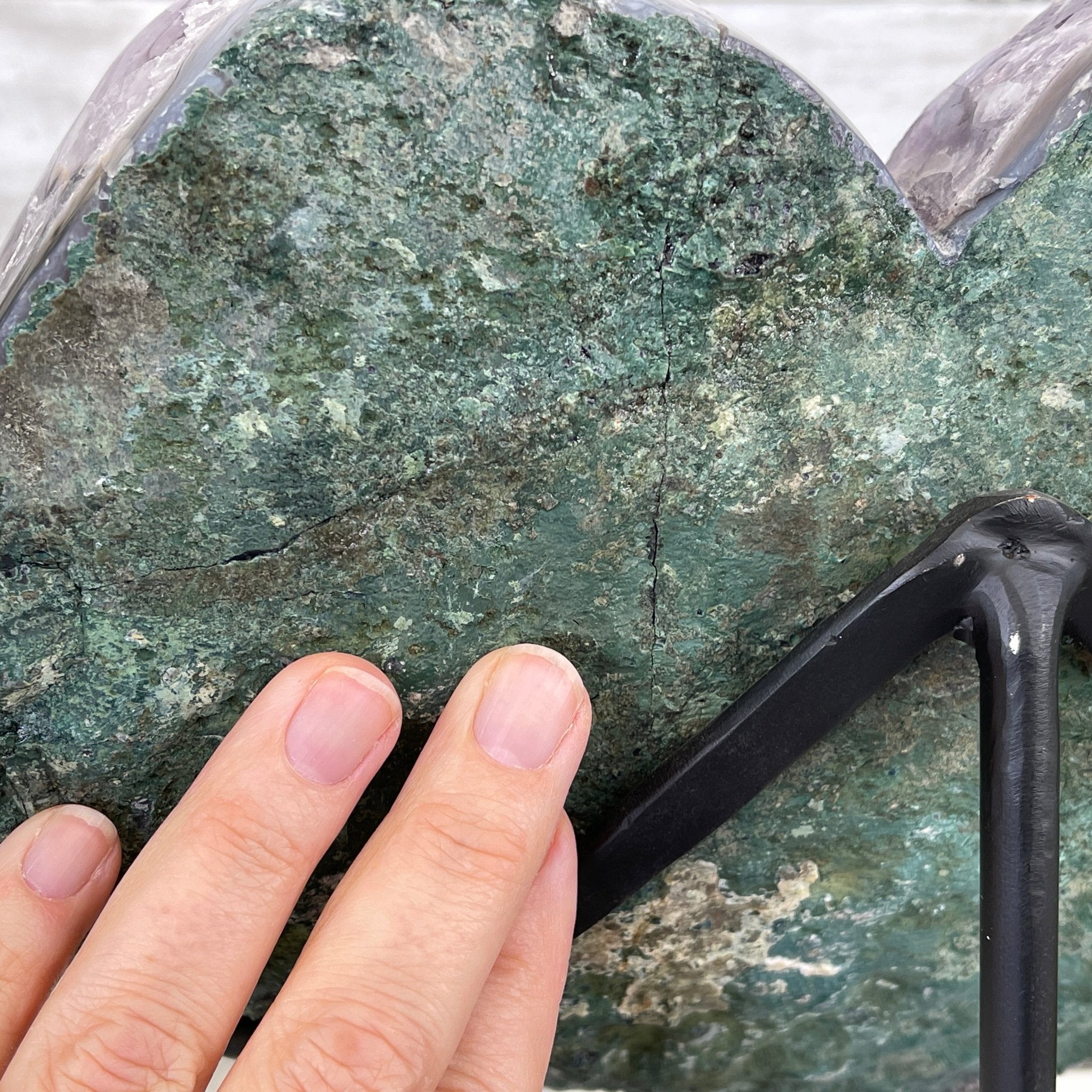 Extra Quality Amethyst Heart Geode, metal & wood stand, 12" Tall & 12.4 lbs #5463-0184 by Brazil Gems - Brazil GemsBrazil GemsExtra Quality Amethyst Heart Geode, metal & wood stand, 12" Tall & 12.4 lbs #5463-0184 by Brazil GemsHearts5463-0184