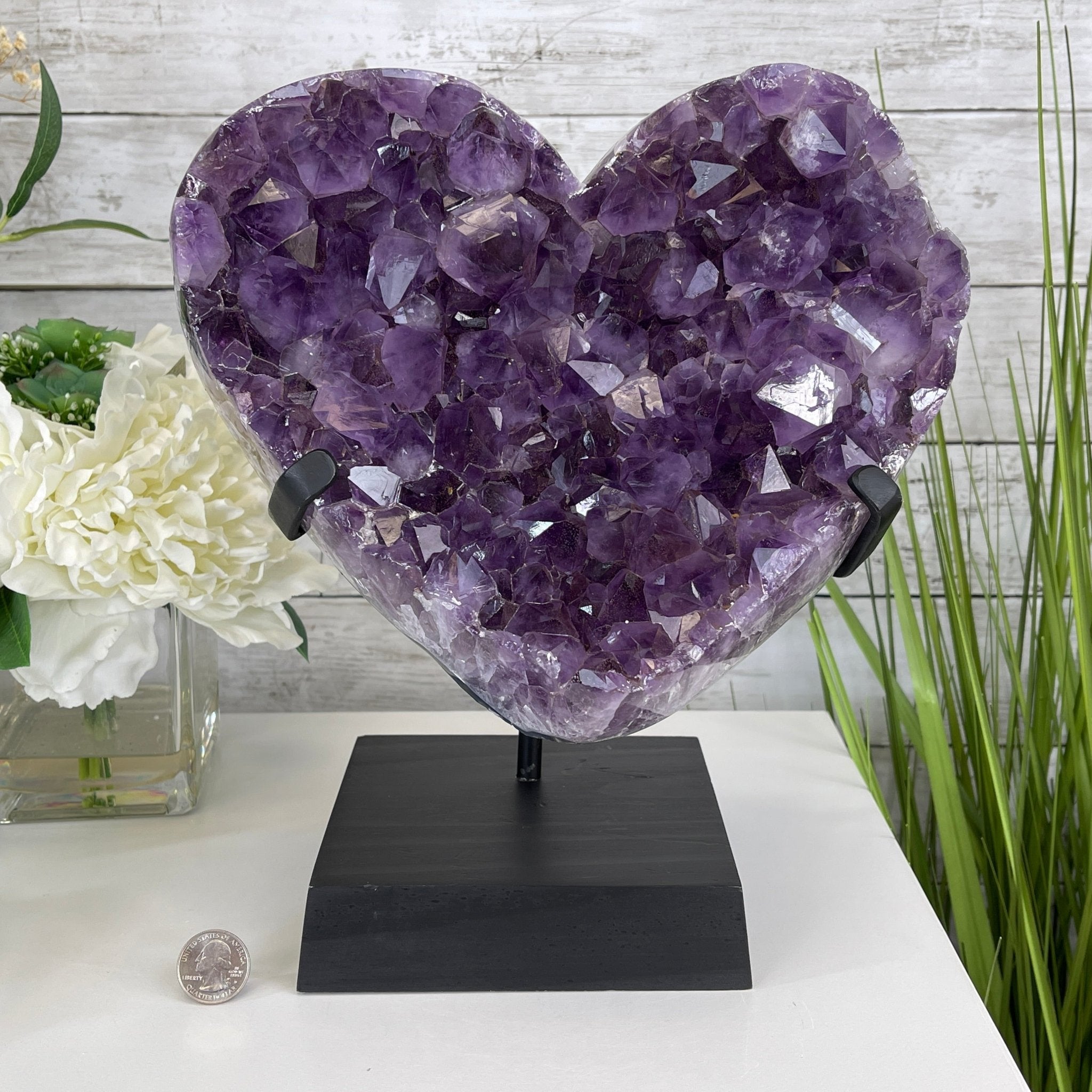 Extra Quality Amethyst Heart Geode, metal & wood stand, 12" Tall & 12.4 lbs #5463-0184 by Brazil Gems - Brazil GemsBrazil GemsExtra Quality Amethyst Heart Geode, metal & wood stand, 12" Tall & 12.4 lbs #5463-0184 by Brazil GemsHearts5463-0184