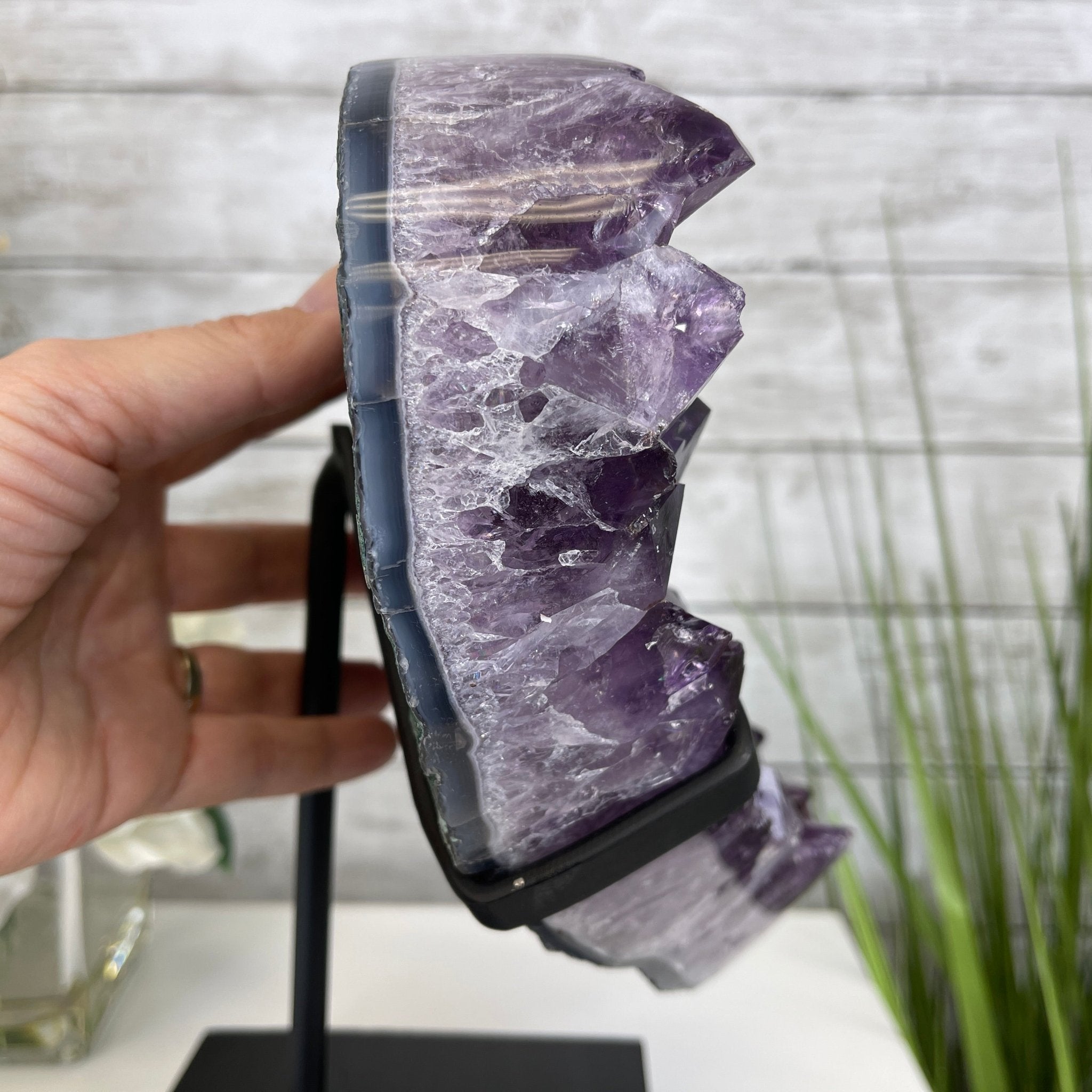 Extra Quality Amethyst Heart Geode, metal & wood stand, 12" Tall & 12.4 lbs #5463-0184 by Brazil Gems - Brazil GemsBrazil GemsExtra Quality Amethyst Heart Geode, metal & wood stand, 12" Tall & 12.4 lbs #5463-0184 by Brazil GemsHearts5463-0184