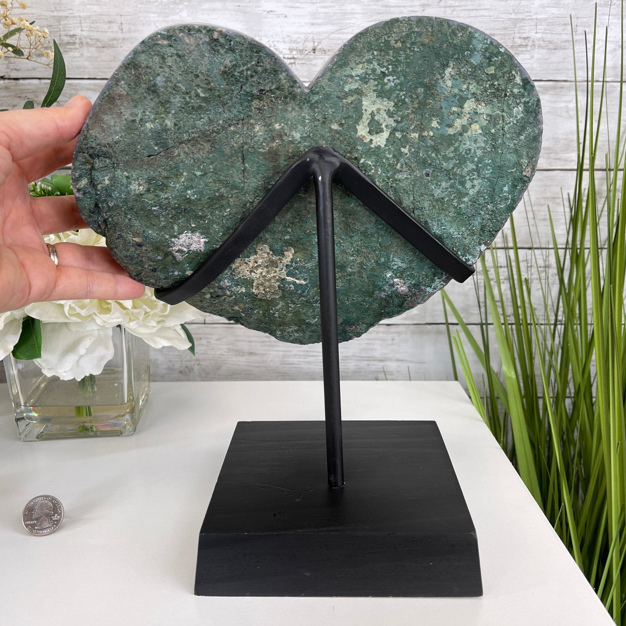 Extra Quality Amethyst Heart Geode, metal & wood stand, 12" Tall & 12.4 lbs #5463-0184 by Brazil Gems - Brazil GemsBrazil GemsExtra Quality Amethyst Heart Geode, metal & wood stand, 12" Tall & 12.4 lbs #5463-0184 by Brazil GemsHearts5463-0184