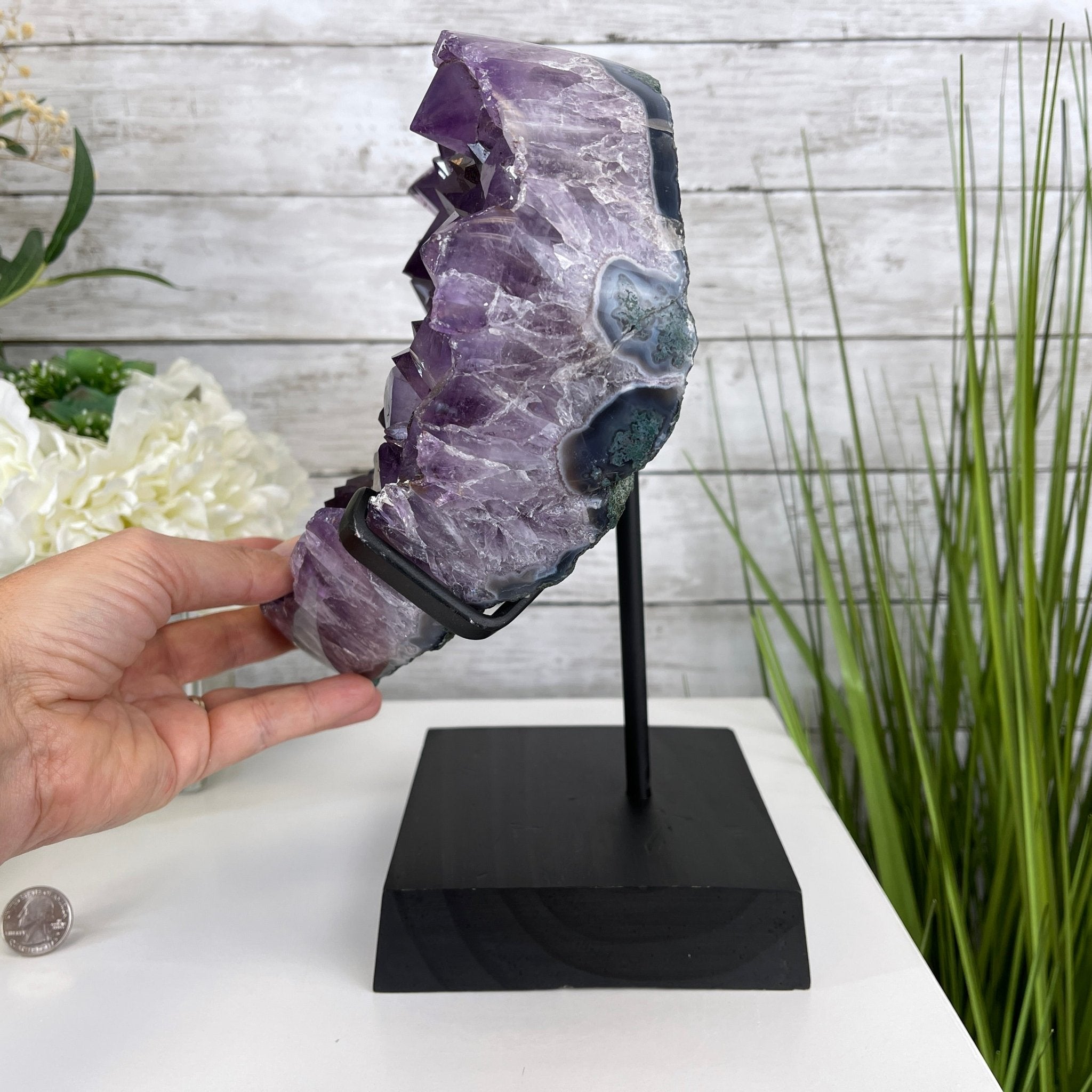 Extra Quality Amethyst Heart Geode, metal & wood stand, 12" Tall & 12.4 lbs #5463-0184 by Brazil Gems - Brazil GemsBrazil GemsExtra Quality Amethyst Heart Geode, metal & wood stand, 12" Tall & 12.4 lbs #5463-0184 by Brazil GemsHearts5463-0184