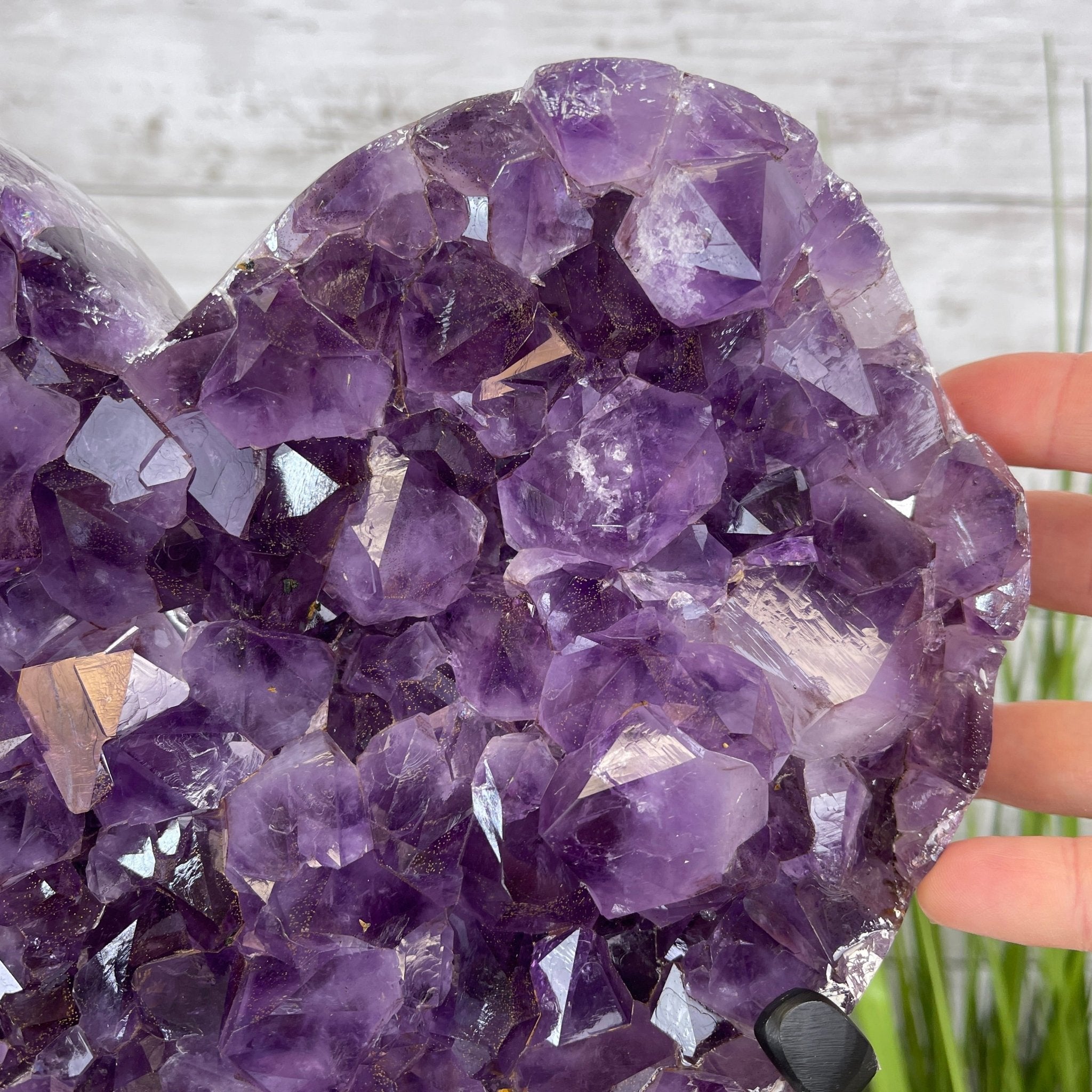 Extra Quality Amethyst Heart Geode, metal & wood stand, 12" Tall & 12.4 lbs #5463-0184 by Brazil Gems - Brazil GemsBrazil GemsExtra Quality Amethyst Heart Geode, metal & wood stand, 12" Tall & 12.4 lbs #5463-0184 by Brazil GemsHearts5463-0184