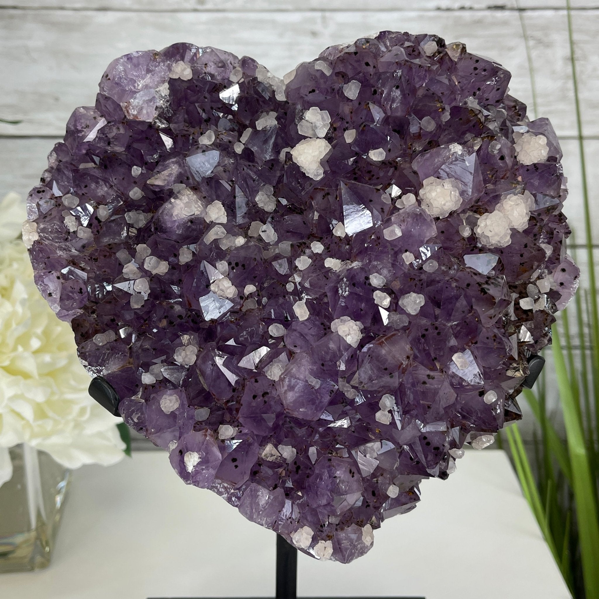 Extra Quality Amethyst Heart Geode, metal & wood stand, 13" Tall & 7 lbs #5463-0182 by Brazil Gems - Brazil GemsBrazil GemsExtra Quality Amethyst Heart Geode, metal & wood stand, 13" Tall & 7 lbs #5463-0182 by Brazil GemsHearts5463-0182
