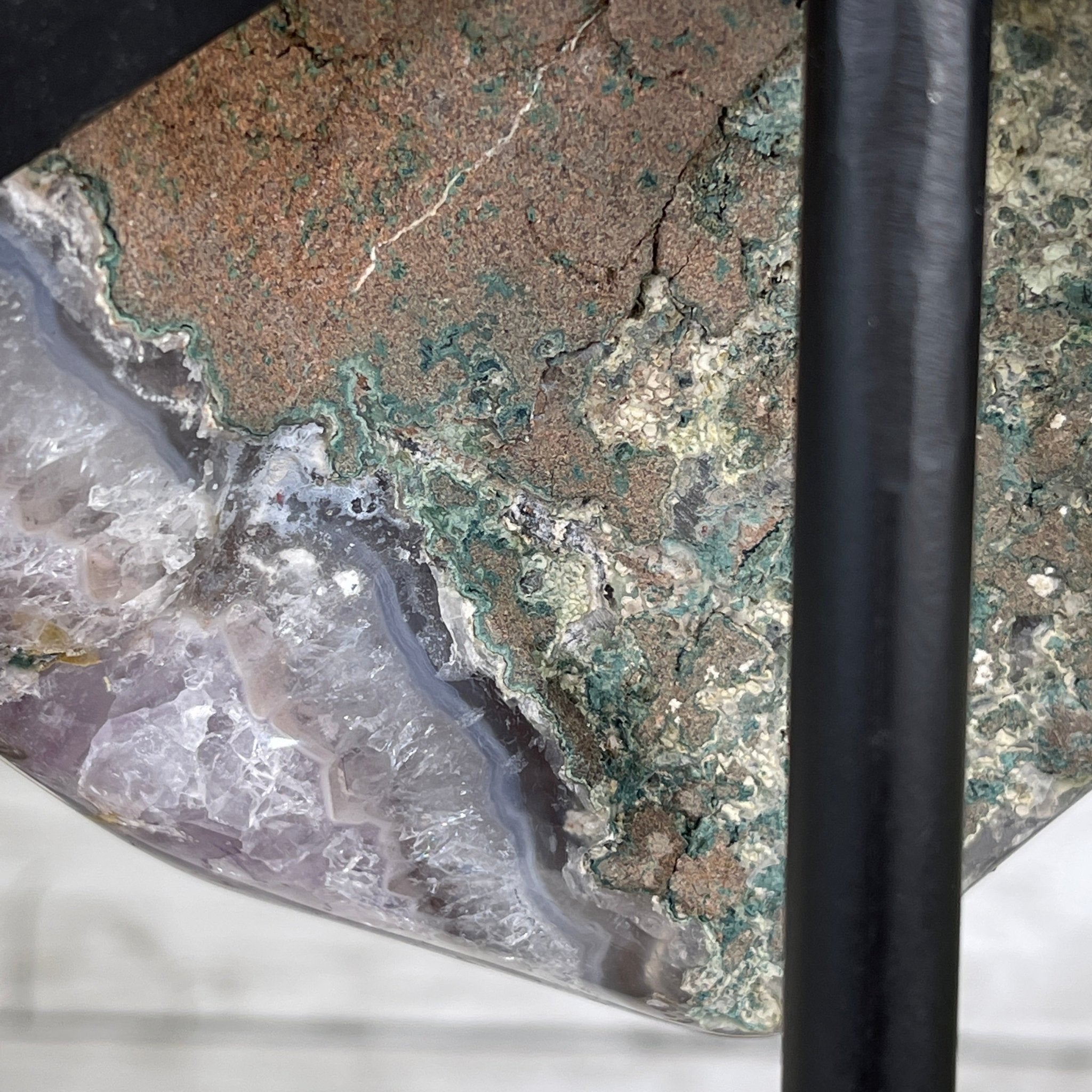 Extra Quality Amethyst Heart Geode, metal & wood stand, 13" Tall & 7 lbs #5463-0182 by Brazil Gems - Brazil GemsBrazil GemsExtra Quality Amethyst Heart Geode, metal & wood stand, 13" Tall & 7 lbs #5463-0182 by Brazil GemsHearts5463-0182