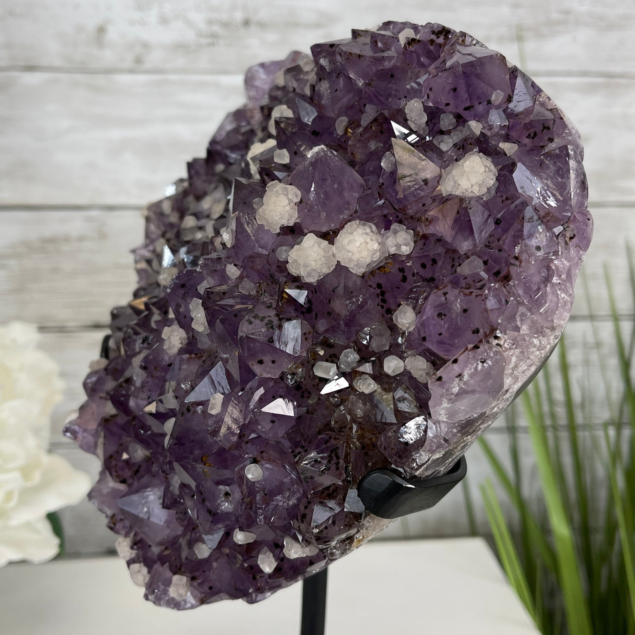 Extra Quality Amethyst Heart Geode, metal & wood stand, 13" Tall & 7 lbs #5463-0182 by Brazil Gems - Brazil GemsBrazil GemsExtra Quality Amethyst Heart Geode, metal & wood stand, 13" Tall & 7 lbs #5463-0182 by Brazil GemsHearts5463-0182