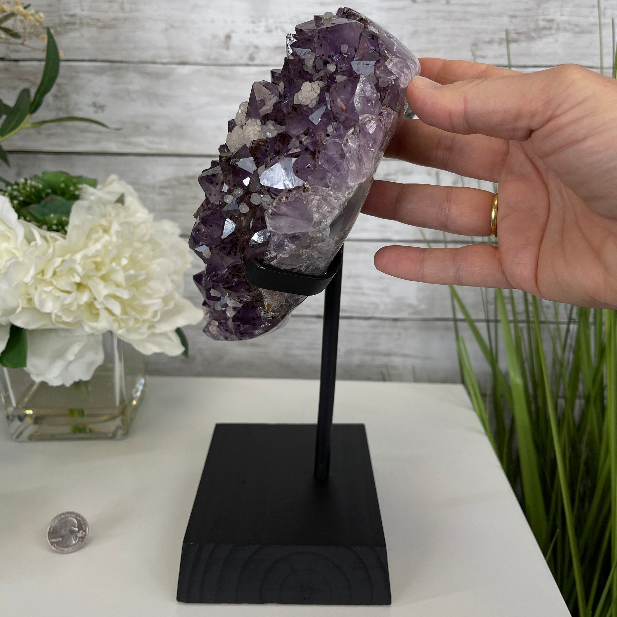 Extra Quality Amethyst Heart Geode, metal & wood stand, 13" Tall & 7 lbs #5463-0182 by Brazil Gems - Brazil GemsBrazil GemsExtra Quality Amethyst Heart Geode, metal & wood stand, 13" Tall & 7 lbs #5463-0182 by Brazil GemsHearts5463-0182