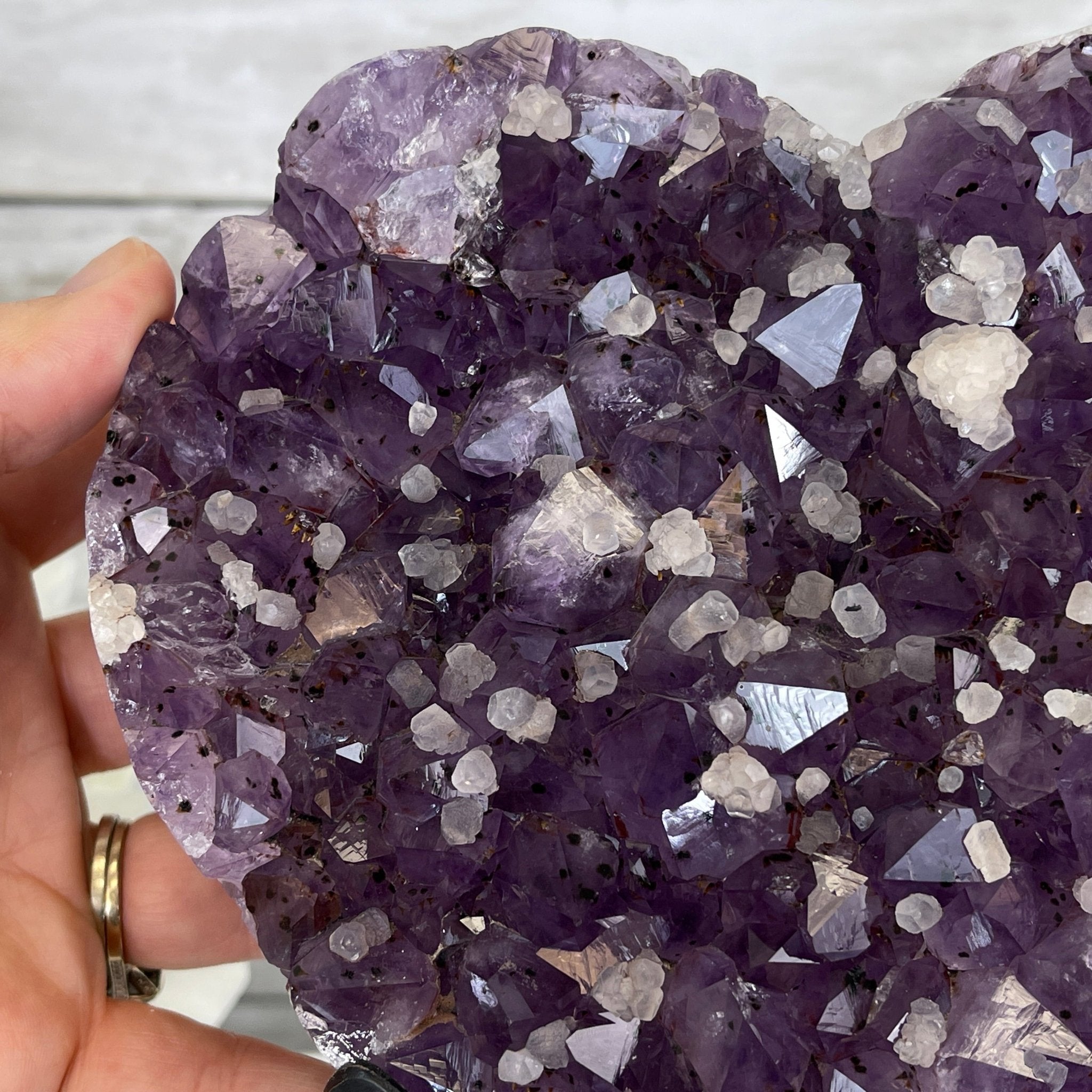 Extra Quality Amethyst Heart Geode, metal & wood stand, 13" Tall & 7 lbs #5463-0182 by Brazil Gems - Brazil GemsBrazil GemsExtra Quality Amethyst Heart Geode, metal & wood stand, 13" Tall & 7 lbs #5463-0182 by Brazil GemsHearts5463-0182