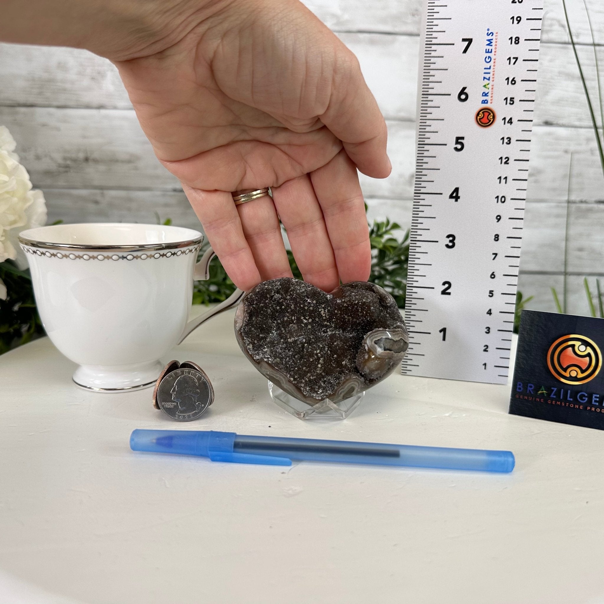Extra Quality Amethyst Heart Geode on an Acrylic Stand 0.52 lbs & 2.3" Tall #5462-0087 by Brazil Gems - Brazil GemsBrazil GemsExtra Quality Amethyst Heart Geode on an Acrylic Stand 0.52 lbs & 2.3" Tall #5462-0087 by Brazil GemsHearts5462-0087