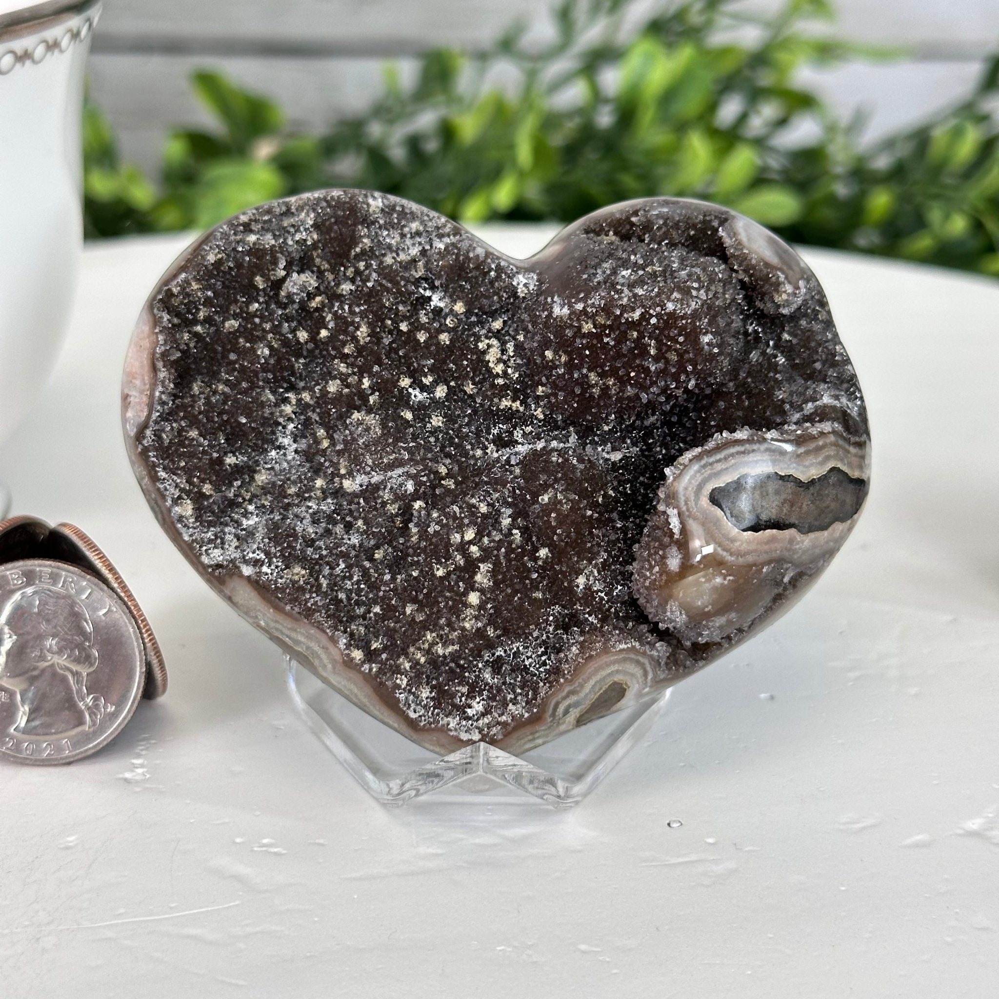 Extra Quality Amethyst Heart Geode on an Acrylic Stand 0.52 lbs & 2.3" Tall #5462-0087 by Brazil Gems - Brazil GemsBrazil GemsExtra Quality Amethyst Heart Geode on an Acrylic Stand 0.52 lbs & 2.3" Tall #5462-0087 by Brazil GemsHearts5462-0087