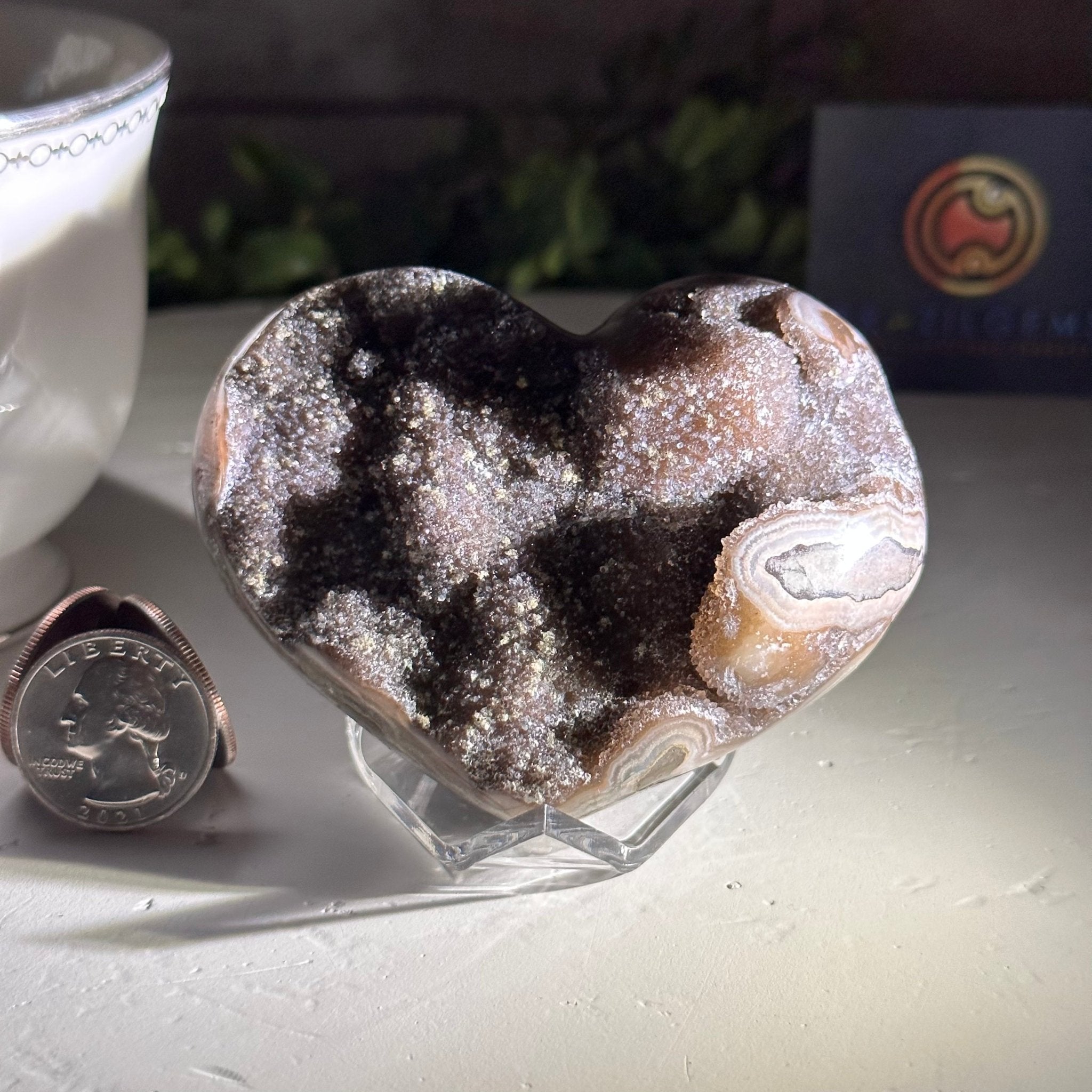 Extra Quality Amethyst Heart Geode on an Acrylic Stand 0.52 lbs & 2.3" Tall #5462-0087 by Brazil Gems - Brazil GemsBrazil GemsExtra Quality Amethyst Heart Geode on an Acrylic Stand 0.52 lbs & 2.3" Tall #5462-0087 by Brazil GemsHearts5462-0087