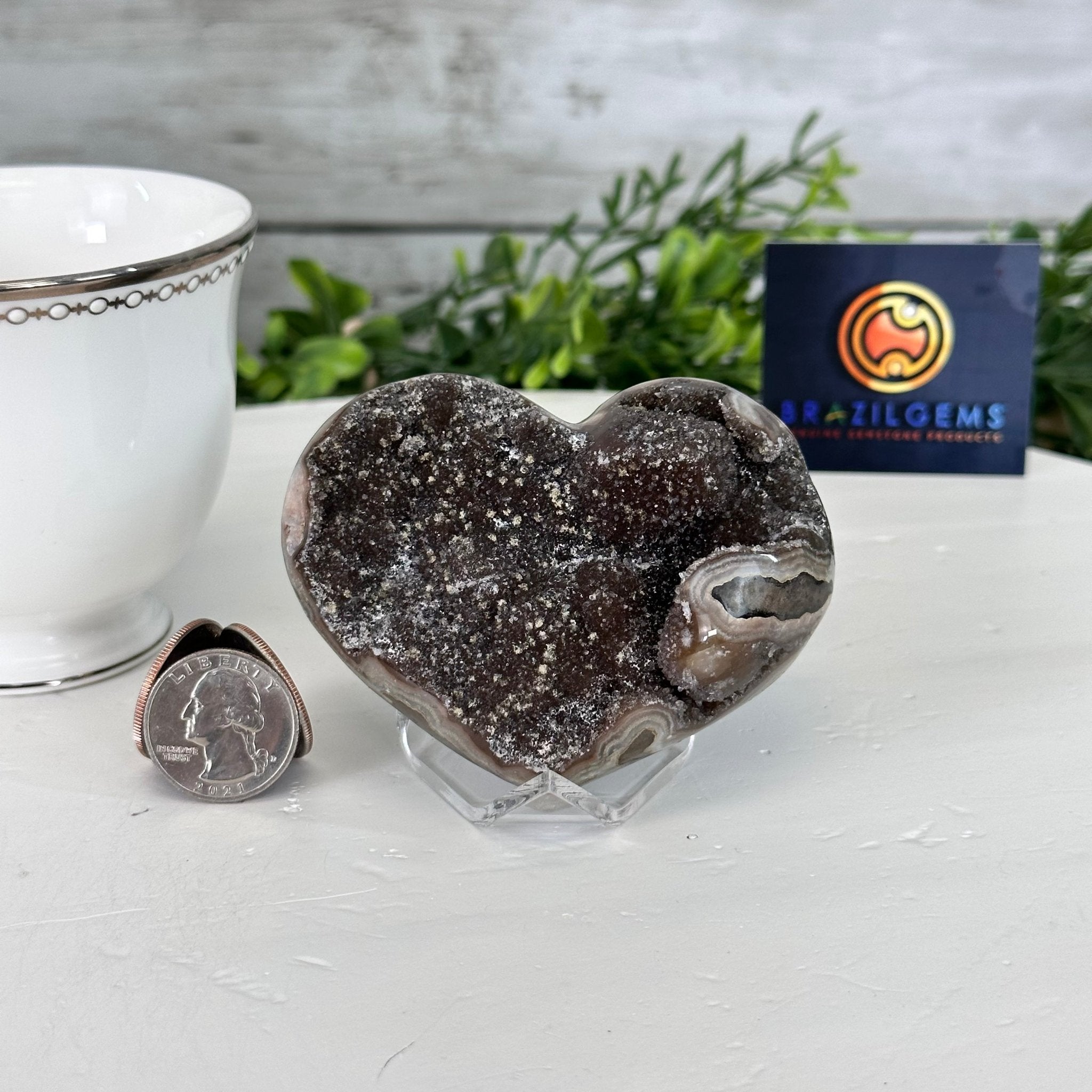 Extra Quality Amethyst Heart Geode on an Acrylic Stand 0.52 lbs & 2.3" Tall #5462-0087 by Brazil Gems - Brazil GemsBrazil GemsExtra Quality Amethyst Heart Geode on an Acrylic Stand 0.52 lbs & 2.3" Tall #5462-0087 by Brazil GemsHearts5462-0087