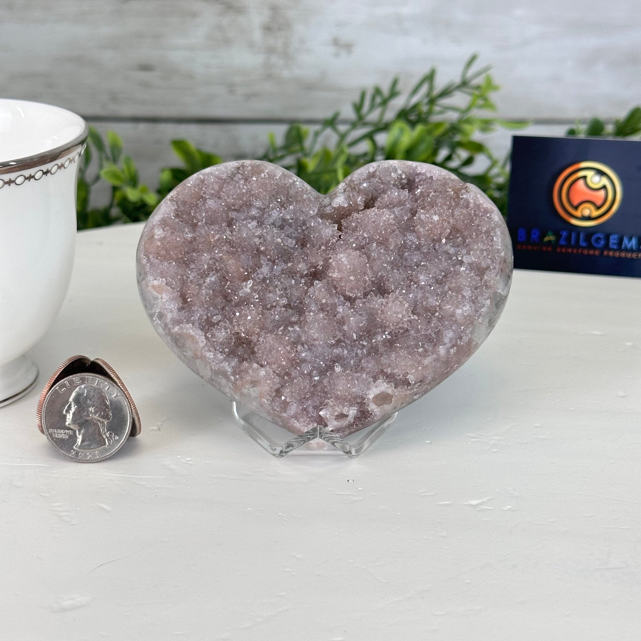 Extra Quality Amethyst Heart Geode on an Acrylic Stand, 0.91 lbs & 2.7" Tall #5462-0051 by Brazil Gems - Brazil GemsBrazil GemsExtra Quality Amethyst Heart Geode on an Acrylic Stand, 0.91 lbs & 2.7" Tall #5462-0051 by Brazil GemsHearts5462-0051