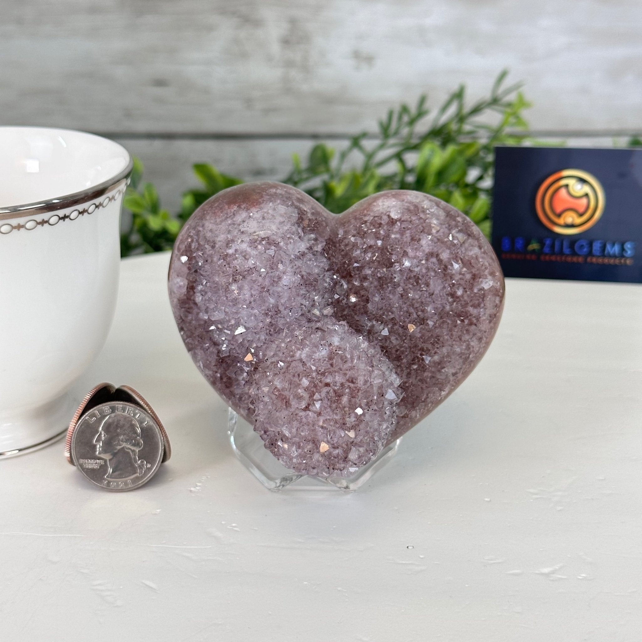 Extra Quality Amethyst Heart Geode on an Acrylic Stand, 1 lbs & 2.8" Tall #5462-0054 by Brazil Gems - Brazil GemsBrazil GemsExtra Quality Amethyst Heart Geode on an Acrylic Stand, 1 lbs & 2.8" Tall #5462-0054 by Brazil GemsHearts5462-0054