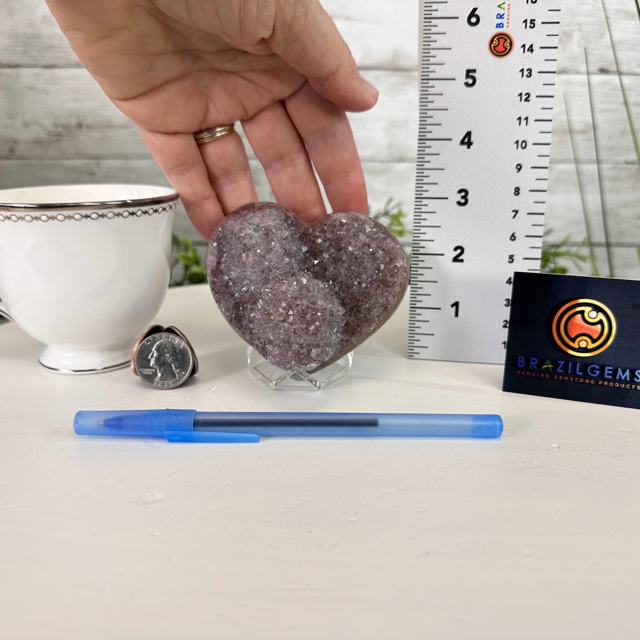 Extra Quality Amethyst Heart Geode on an Acrylic Stand, 1 lbs & 2.8" Tall #5462-0054 by Brazil Gems - Brazil GemsBrazil GemsExtra Quality Amethyst Heart Geode on an Acrylic Stand, 1 lbs & 2.8" Tall #5462-0054 by Brazil GemsHearts5462-0054
