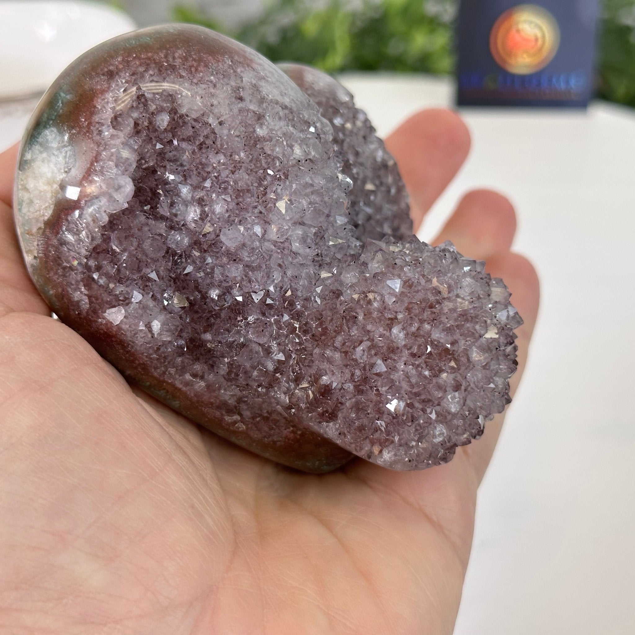 Extra Quality Amethyst Heart Geode on an Acrylic Stand, 1 lbs & 2.8" Tall #5462-0054 by Brazil Gems - Brazil GemsBrazil GemsExtra Quality Amethyst Heart Geode on an Acrylic Stand, 1 lbs & 2.8" Tall #5462-0054 by Brazil GemsHearts5462-0054