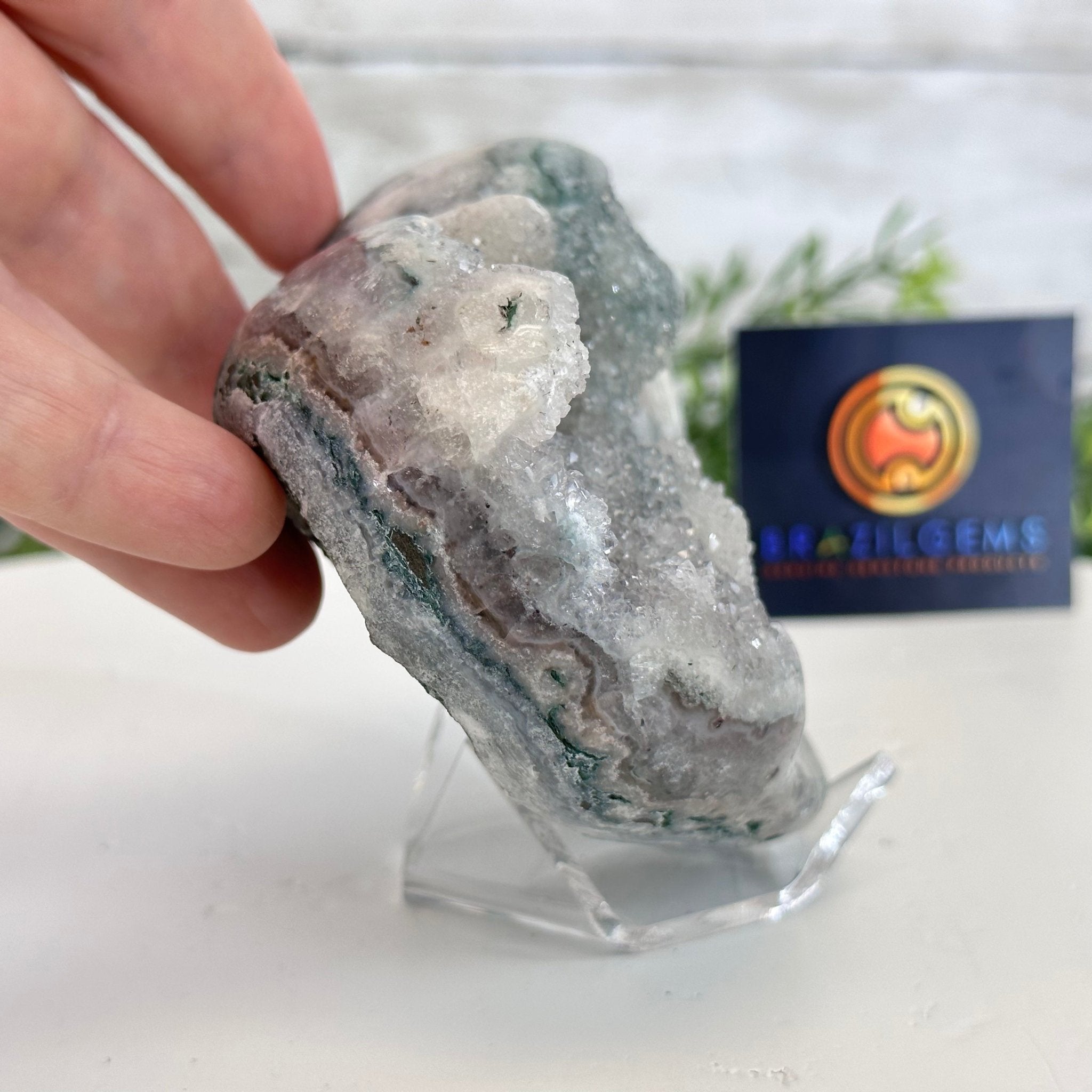 Extra Quality Amethyst Heart Geode on an Acrylic Stand, 1.26 lbs & 3.25" Tall #5462-0059 by Brazil Gems - Brazil GemsBrazil GemsExtra Quality Amethyst Heart Geode on an Acrylic Stand, 1.26 lbs & 3.25" Tall #5462-0059 by Brazil GemsHearts5462-0059