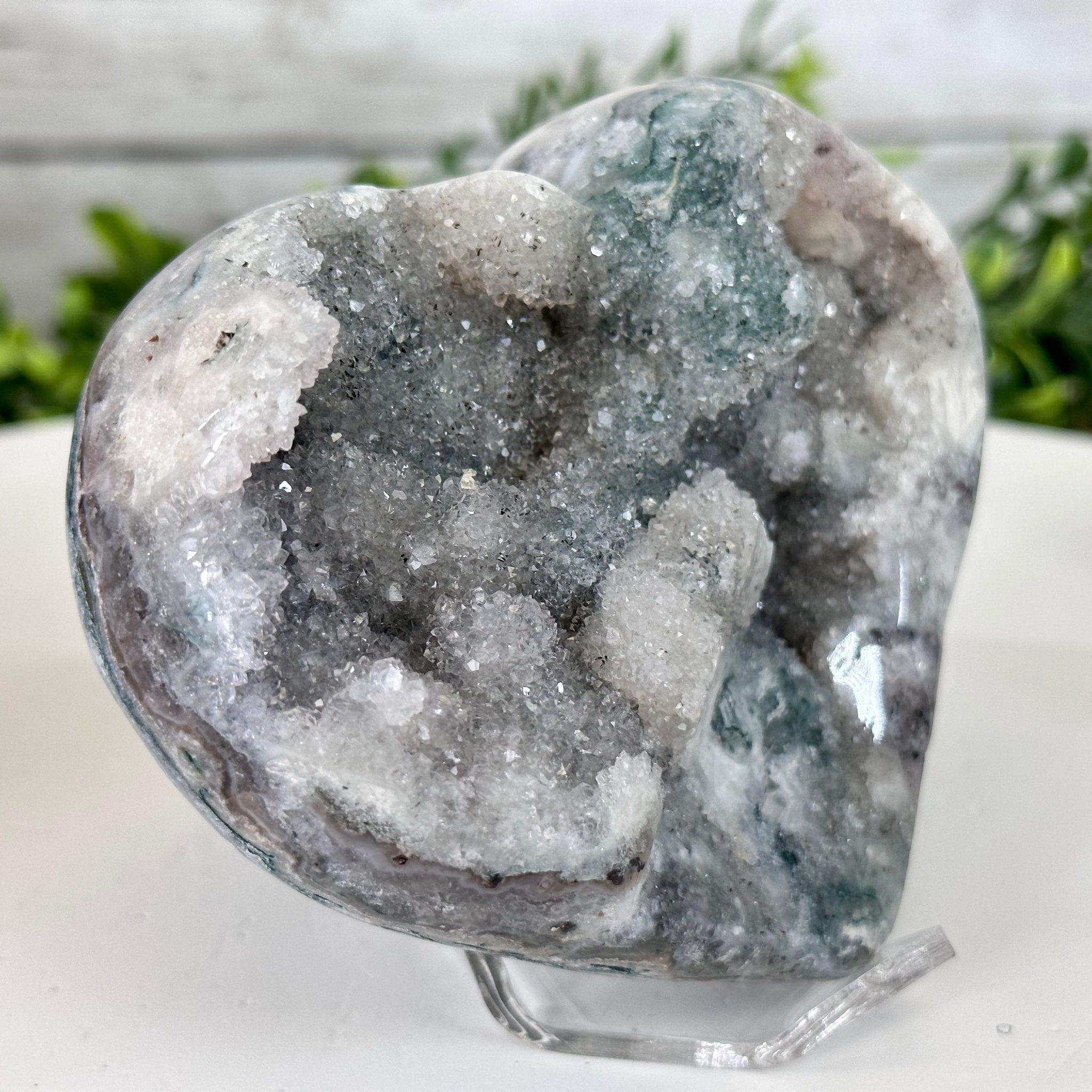 Extra Quality Amethyst Heart Geode on an Acrylic Stand, 1.26 lbs & 3.25" Tall #5462-0059 by Brazil Gems - Brazil GemsBrazil GemsExtra Quality Amethyst Heart Geode on an Acrylic Stand, 1.26 lbs & 3.25" Tall #5462-0059 by Brazil GemsHearts5462-0059