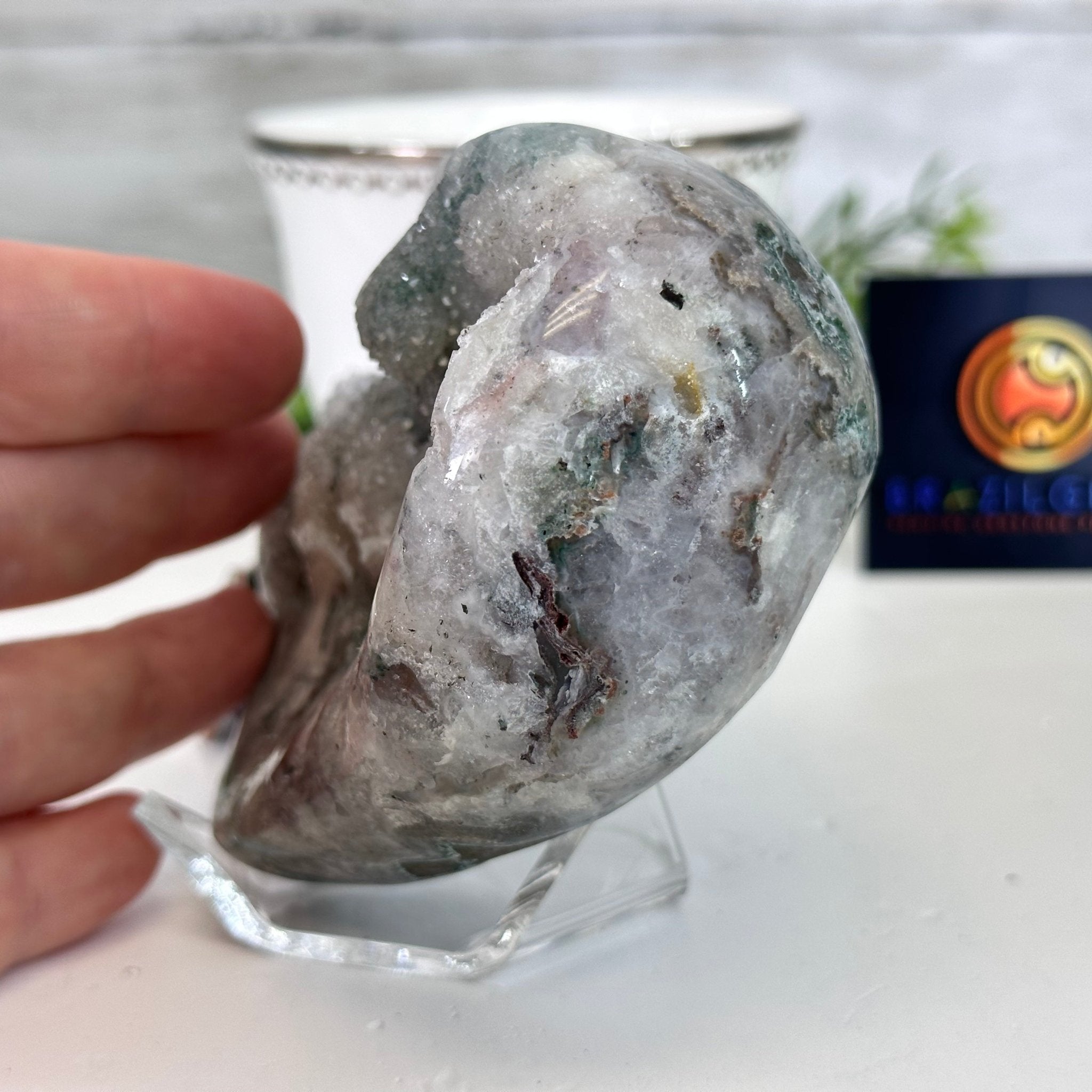Extra Quality Amethyst Heart Geode on an Acrylic Stand, 1.26 lbs & 3.25" Tall #5462-0059 by Brazil Gems - Brazil GemsBrazil GemsExtra Quality Amethyst Heart Geode on an Acrylic Stand, 1.26 lbs & 3.25" Tall #5462-0059 by Brazil GemsHearts5462-0059