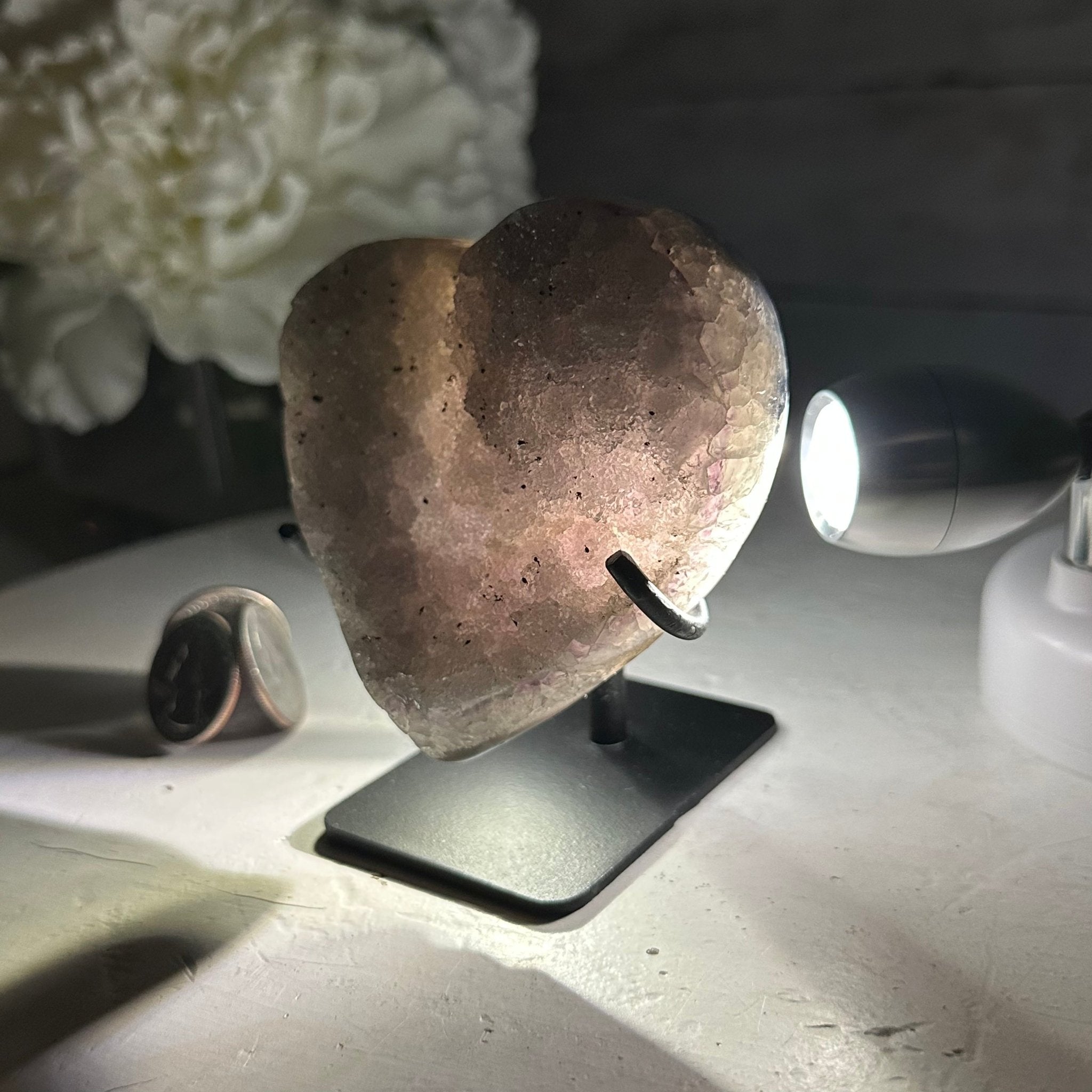 Extra Quality Amethyst Heart Geode w/ metal stand, 0.9 lbs & 3.6" Tall #5463-0240 by Brazil Gems - Brazil GemsBrazil GemsExtra Quality Amethyst Heart Geode w/ metal stand, 0.9 lbs & 3.6" Tall #5463-0240 by Brazil GemsHearts5463-0240