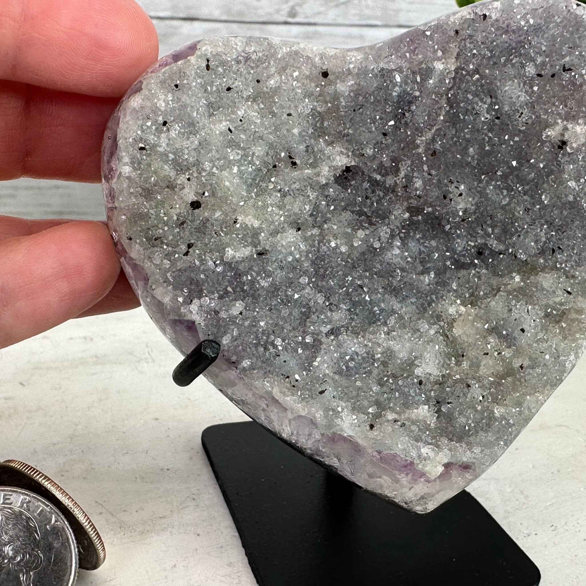 Extra Quality Amethyst Heart Geode w/ metal stand, 0.9 lbs & 3.6" Tall #5463-0240 by Brazil Gems - Brazil GemsBrazil GemsExtra Quality Amethyst Heart Geode w/ metal stand, 0.9 lbs & 3.6" Tall #5463-0240 by Brazil GemsHearts5463-0240
