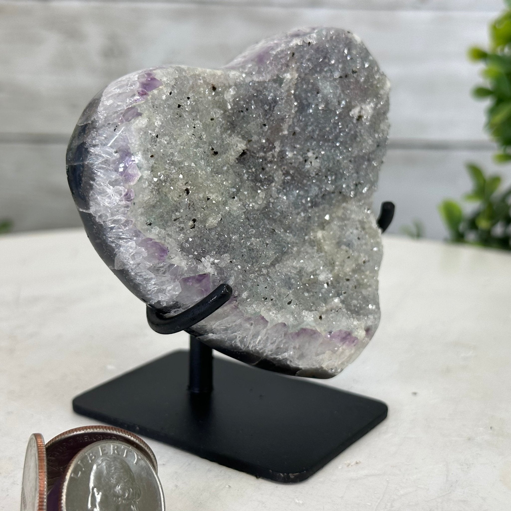 Extra Quality Amethyst Heart Geode w/ metal stand, 0.9 lbs & 3.6" Tall #5463-0240 by Brazil Gems - Brazil GemsBrazil GemsExtra Quality Amethyst Heart Geode w/ metal stand, 0.9 lbs & 3.6" Tall #5463-0240 by Brazil GemsHearts5463-0240