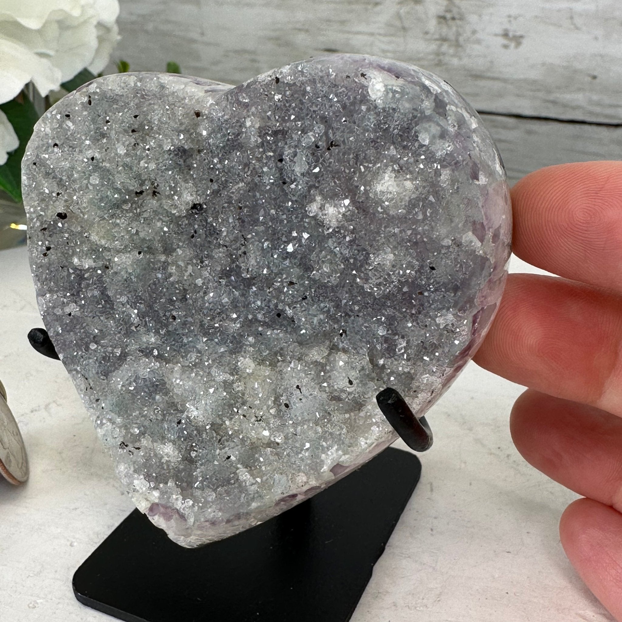 Extra Quality Amethyst Heart Geode w/ metal stand, 0.9 lbs & 3.6" Tall #5463-0240 by Brazil Gems - Brazil GemsBrazil GemsExtra Quality Amethyst Heart Geode w/ metal stand, 0.9 lbs & 3.6" Tall #5463-0240 by Brazil GemsHearts5463-0240