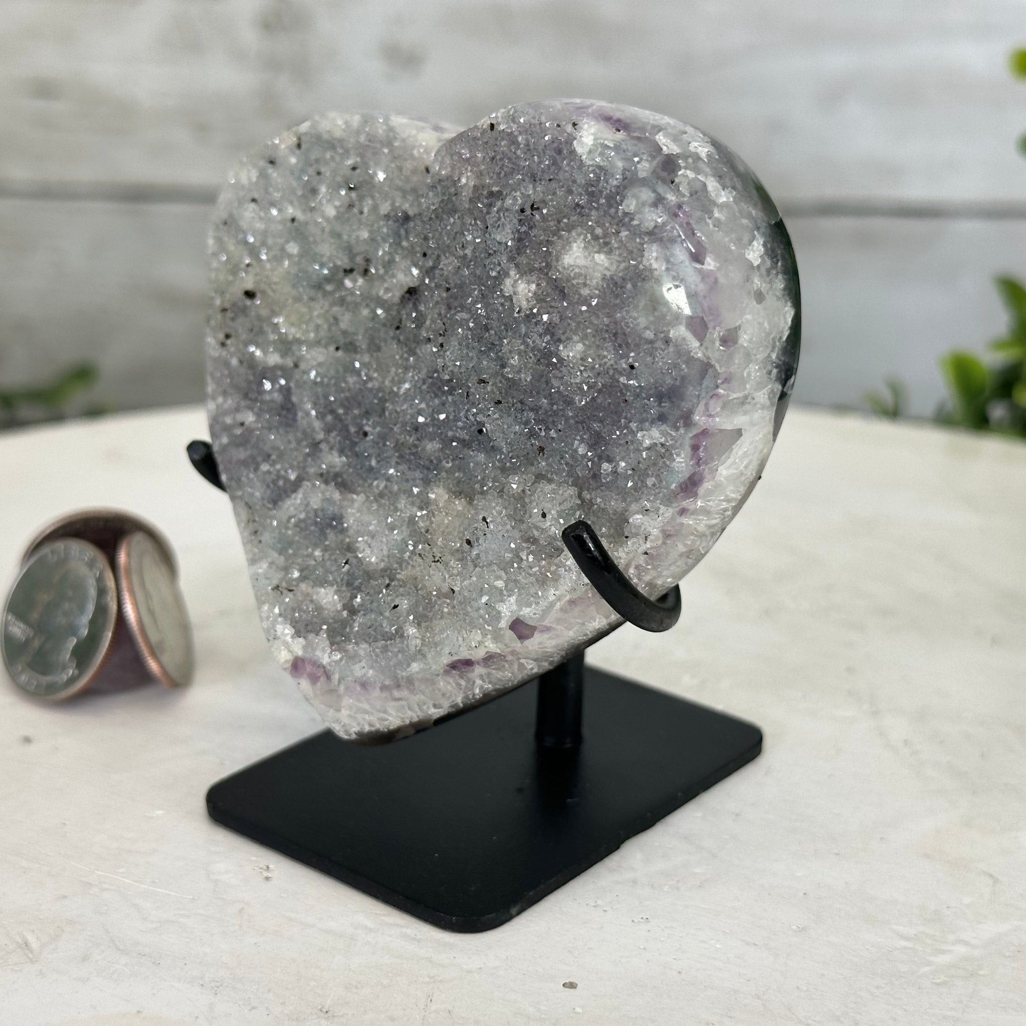 Extra Quality Amethyst Heart Geode w/ metal stand, 0.9 lbs & 3.6" Tall #5463-0240 by Brazil Gems - Brazil GemsBrazil GemsExtra Quality Amethyst Heart Geode w/ metal stand, 0.9 lbs & 3.6" Tall #5463-0240 by Brazil GemsHearts5463-0240