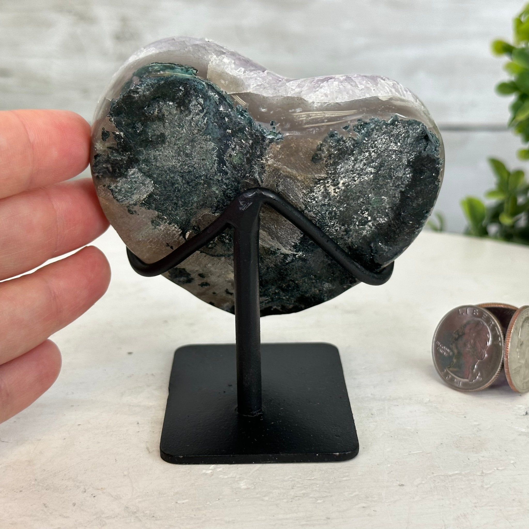 Extra Quality Amethyst Heart Geode w/ metal stand, 0.9 lbs & 3.6" Tall #5463-0240 by Brazil Gems - Brazil GemsBrazil GemsExtra Quality Amethyst Heart Geode w/ metal stand, 0.9 lbs & 3.6" Tall #5463-0240 by Brazil GemsHearts5463-0240