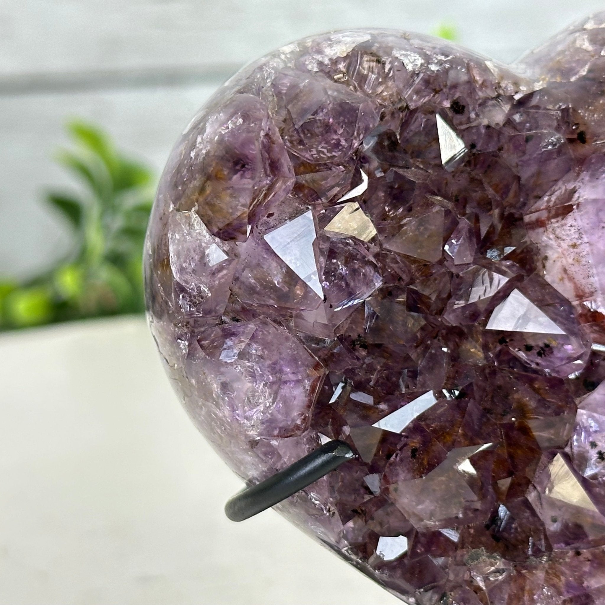 Extra Quality Amethyst Heart Geode w/ metal stand, 1.1 lbs & 3.9" Tall #5463-0295 - Brazil GemsBrazil GemsExtra Quality Amethyst Heart Geode w/ metal stand, 1.1 lbs & 3.9" Tall #5463-0295Hearts5463-0295