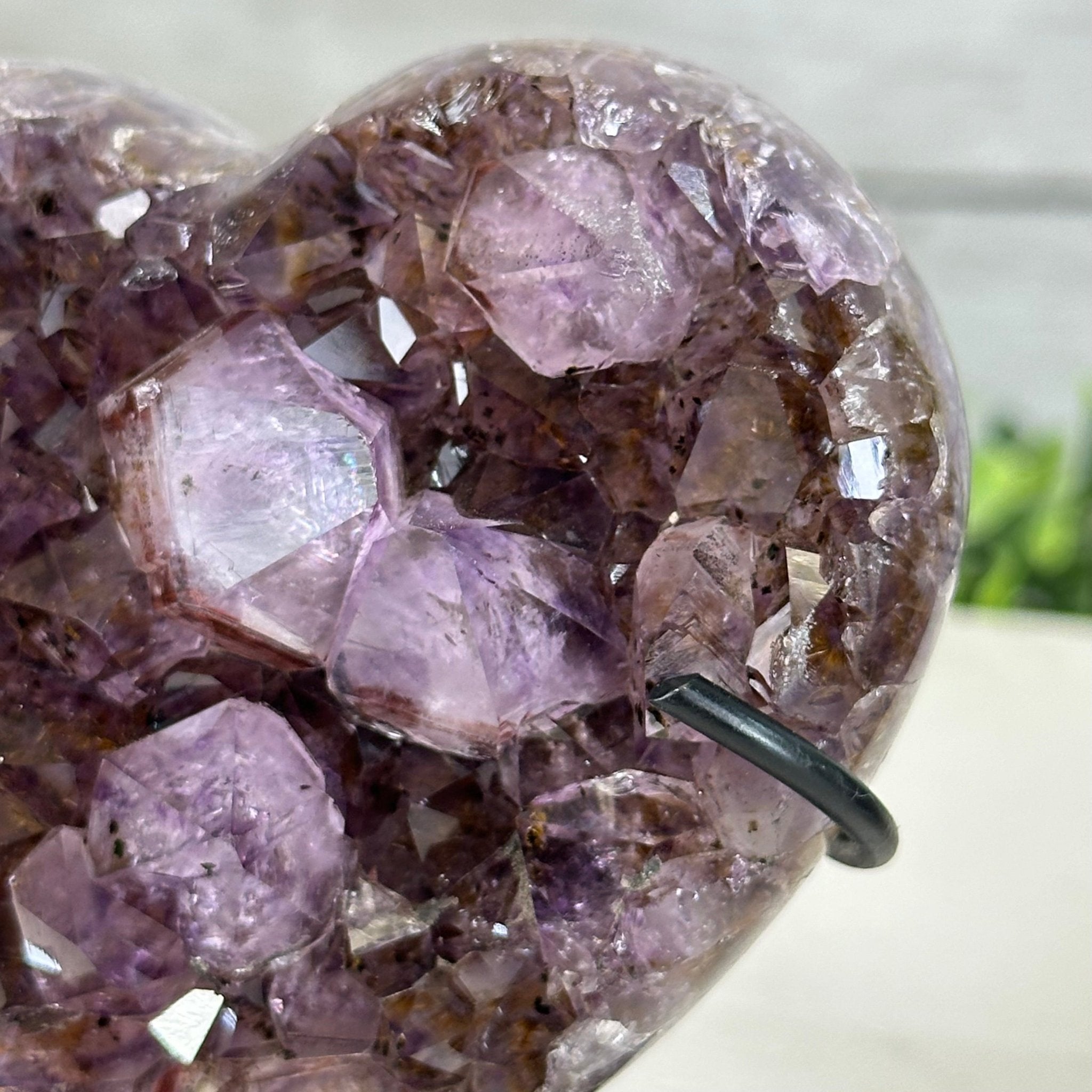 Extra Quality Amethyst Heart Geode w/ metal stand, 1.1 lbs & 3.9" Tall #5463-0295 - Brazil GemsBrazil GemsExtra Quality Amethyst Heart Geode w/ metal stand, 1.1 lbs & 3.9" Tall #5463-0295Hearts5463-0295
