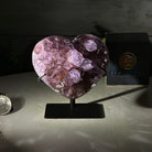 Extra Quality Amethyst Heart Geode w/ metal stand, 1.1 lbs & 3.9" Tall #5463-0295 - Brazil GemsBrazil GemsExtra Quality Amethyst Heart Geode w/ metal stand, 1.1 lbs & 3.9" Tall #5463-0295Hearts5463-0295