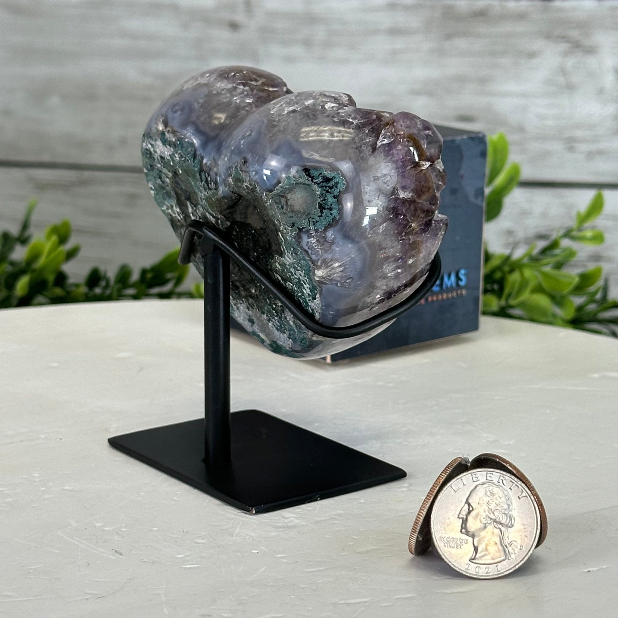 Extra Quality Amethyst Heart Geode w/ metal stand, 1.1 lbs & 3.9" Tall #5463-0295 - Brazil GemsBrazil GemsExtra Quality Amethyst Heart Geode w/ metal stand, 1.1 lbs & 3.9" Tall #5463-0295Hearts5463-0295